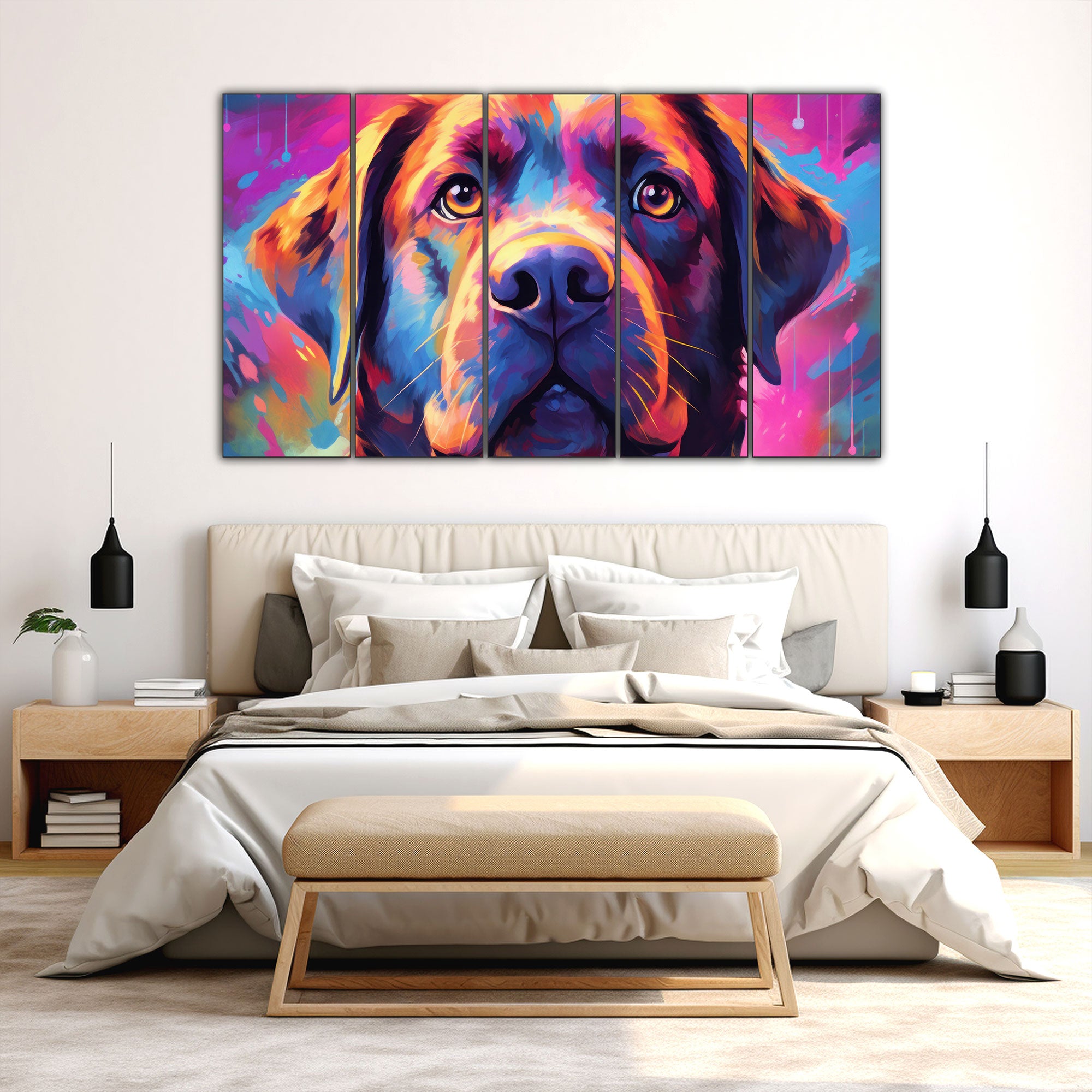Dogs Painting with frame Big Size Wall Art for living room,Bedroom,Drawing room,Hotels