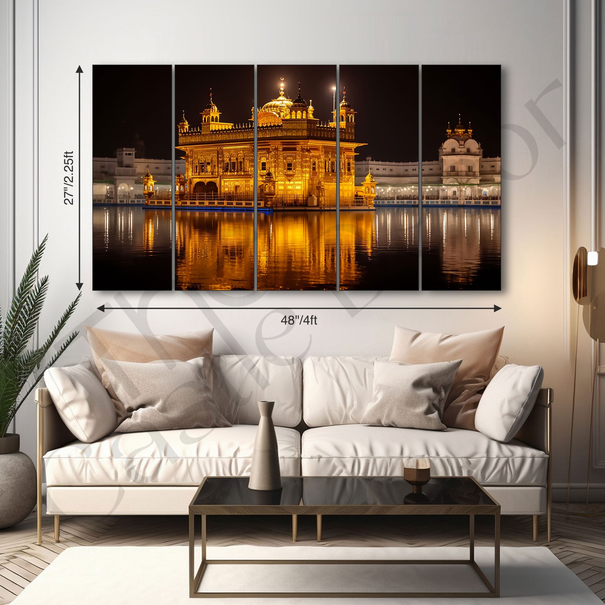 Golden Temple Painting with frame Big Size Wall Art for living room,Bedroom,Drawing room,Hotels