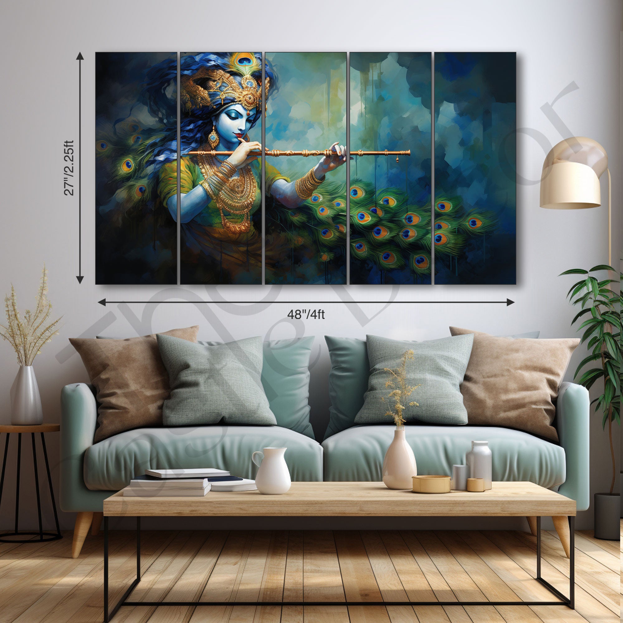 Krishna Ji Painting with frame Big Size Wall Art for living room,Bedroom,Drawing room,Hotels