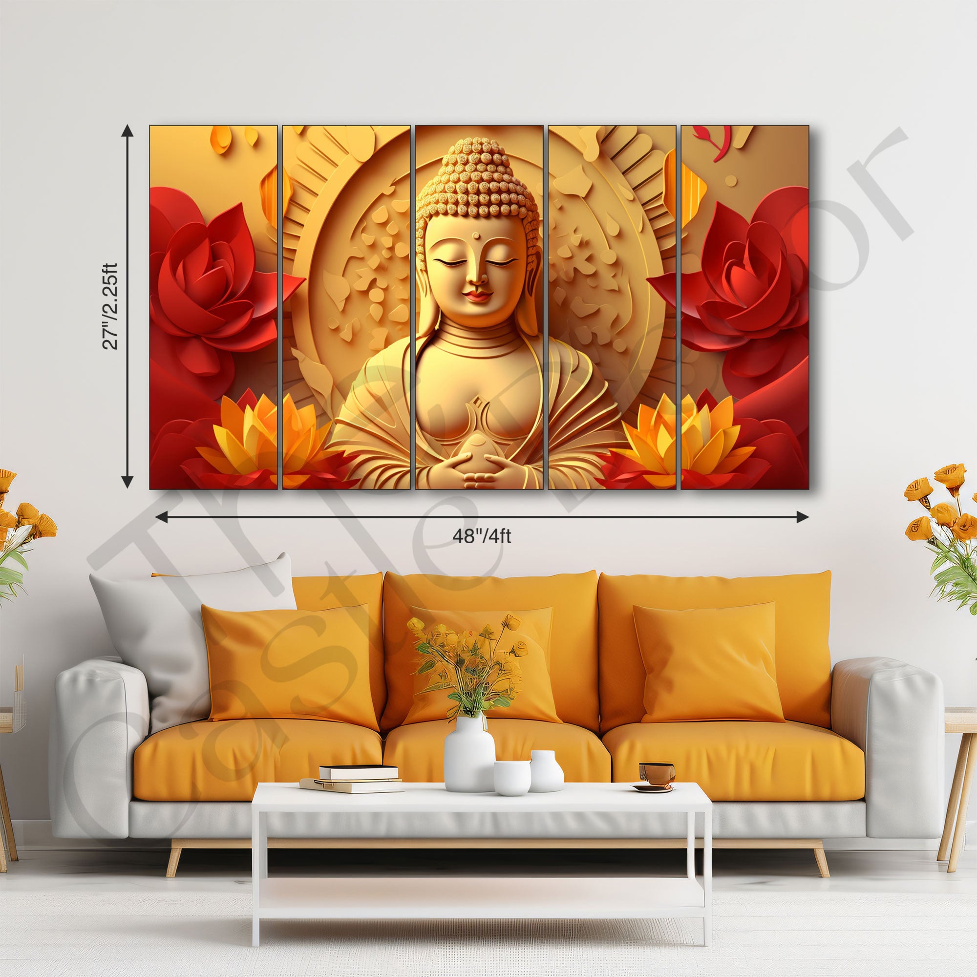 Lord Budha Painting with frame Big Size Wall Art for living room,Bedroom,Drawing room,Hotels