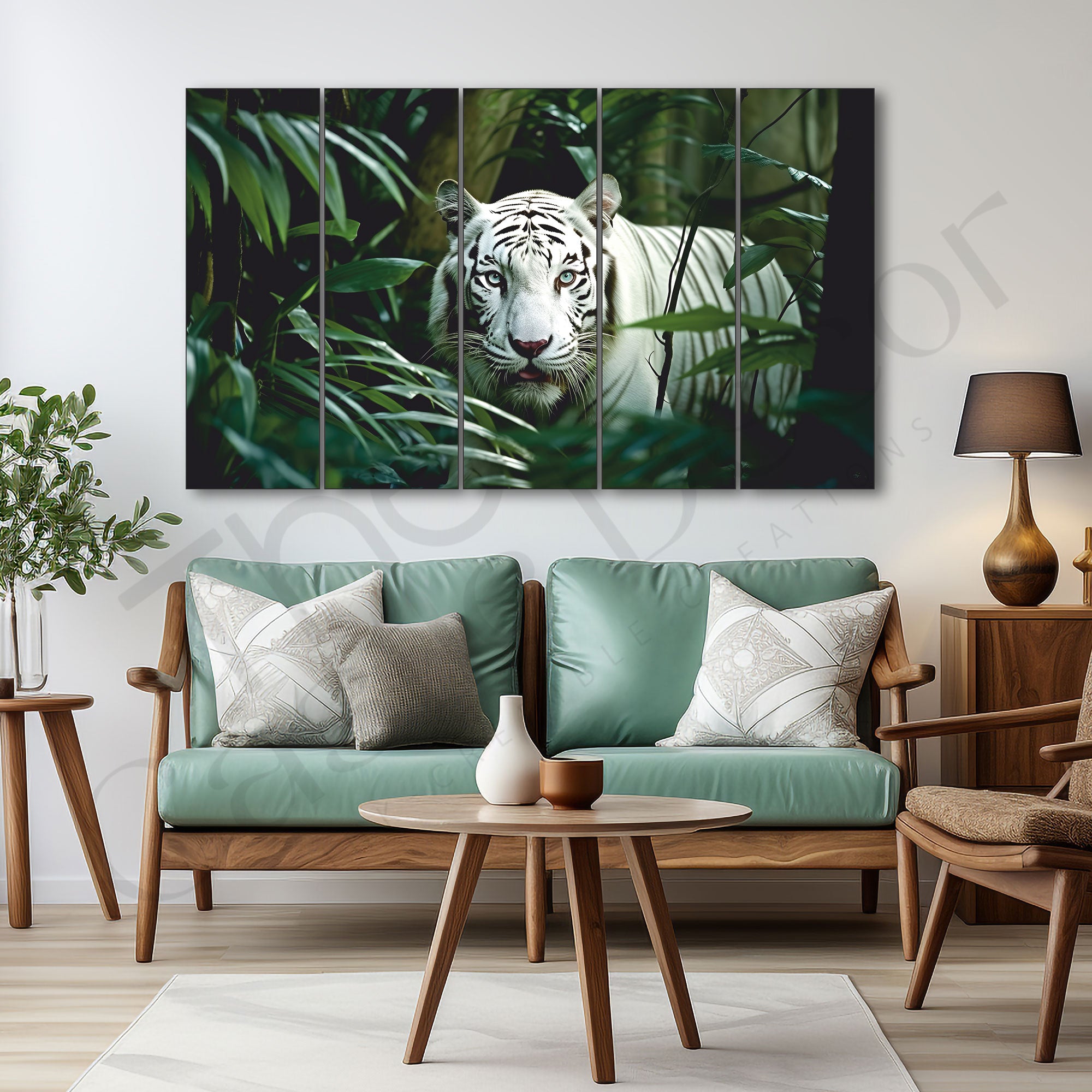 Tiger Trees Painting Set of 5 for Home Decoration