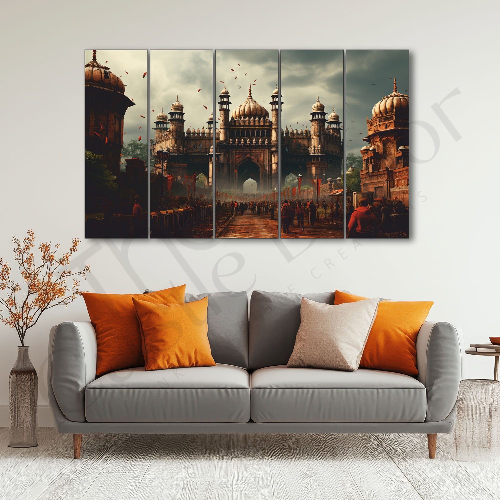 Mughal Forts Painting Set of 5 for Home Decoration