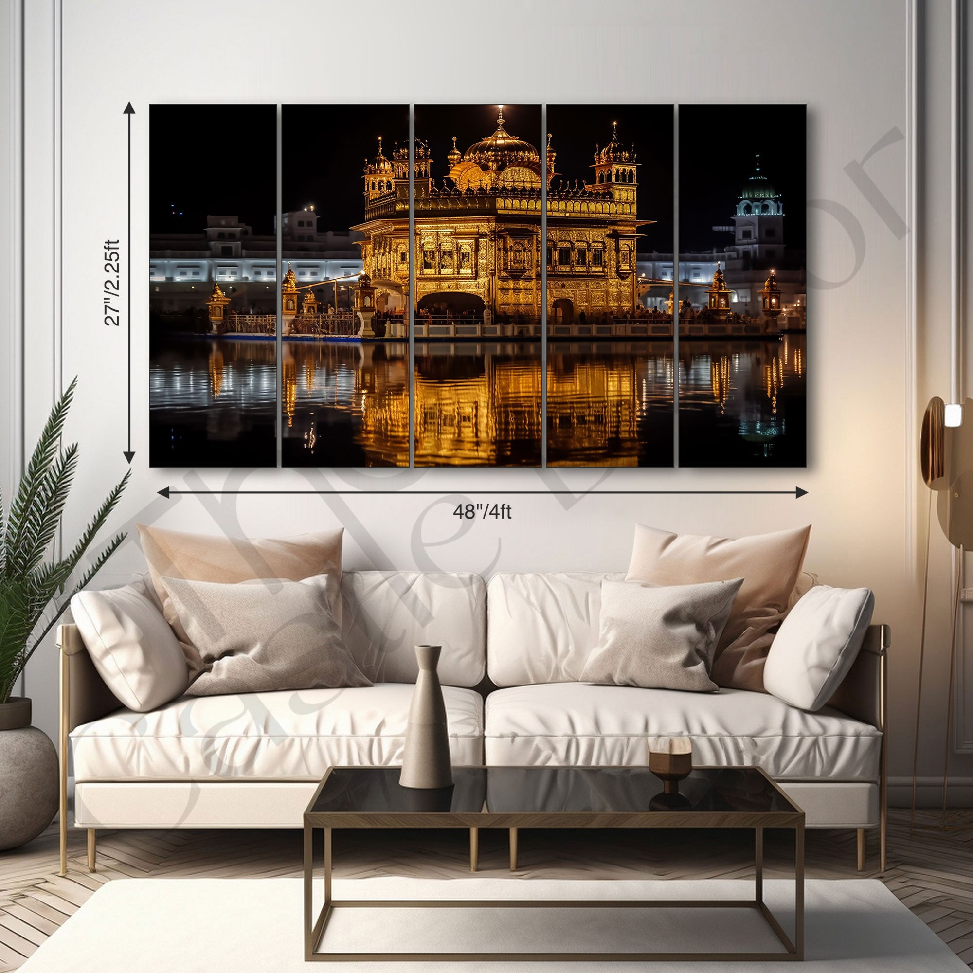 Golden Temple Painting with frame Big Size Wall Art for living room,Bedroom,Drawing room,Hotels