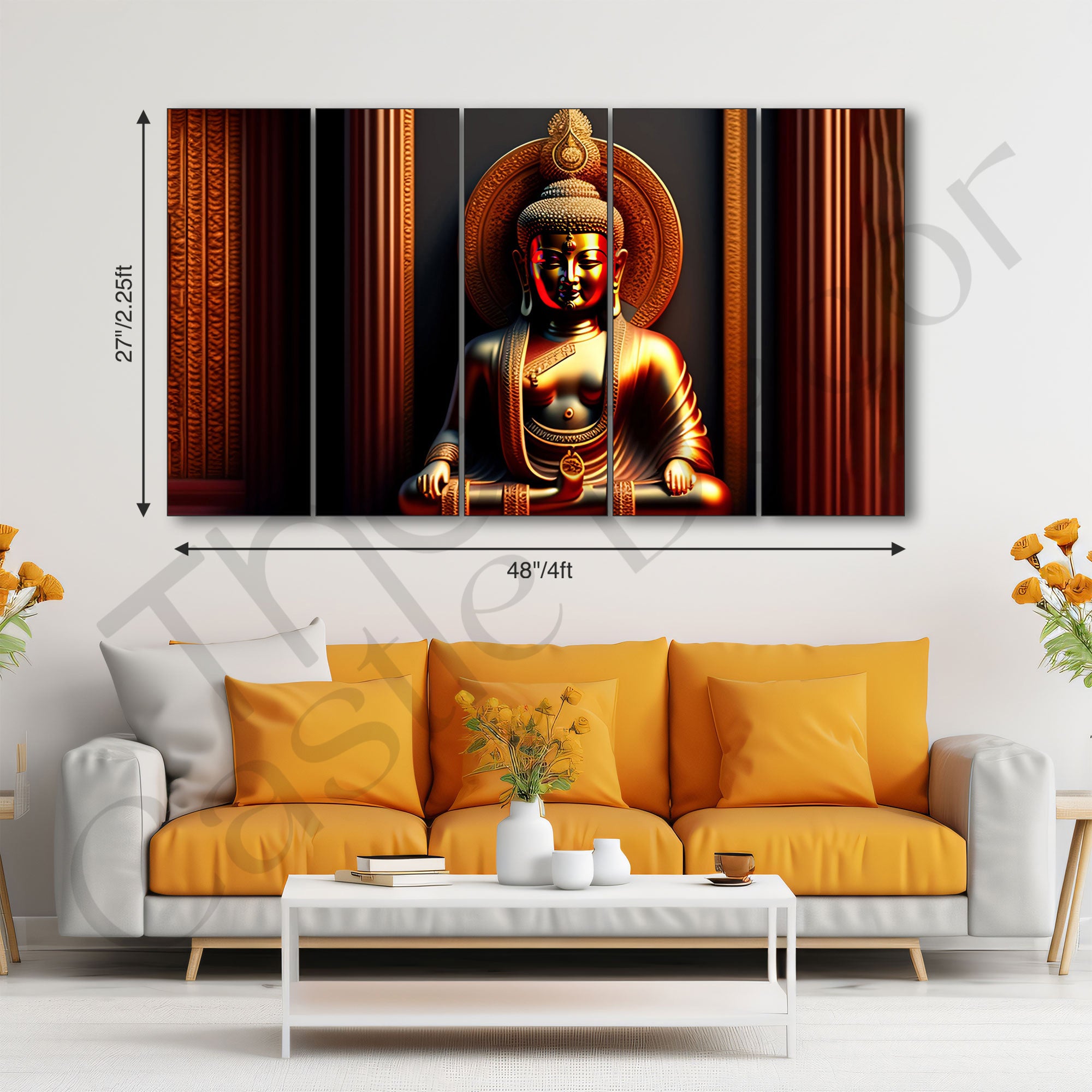 Lord Budha Painting with frame Big Size Wall Art for living room,Bedroom,Drawing room,Hotels