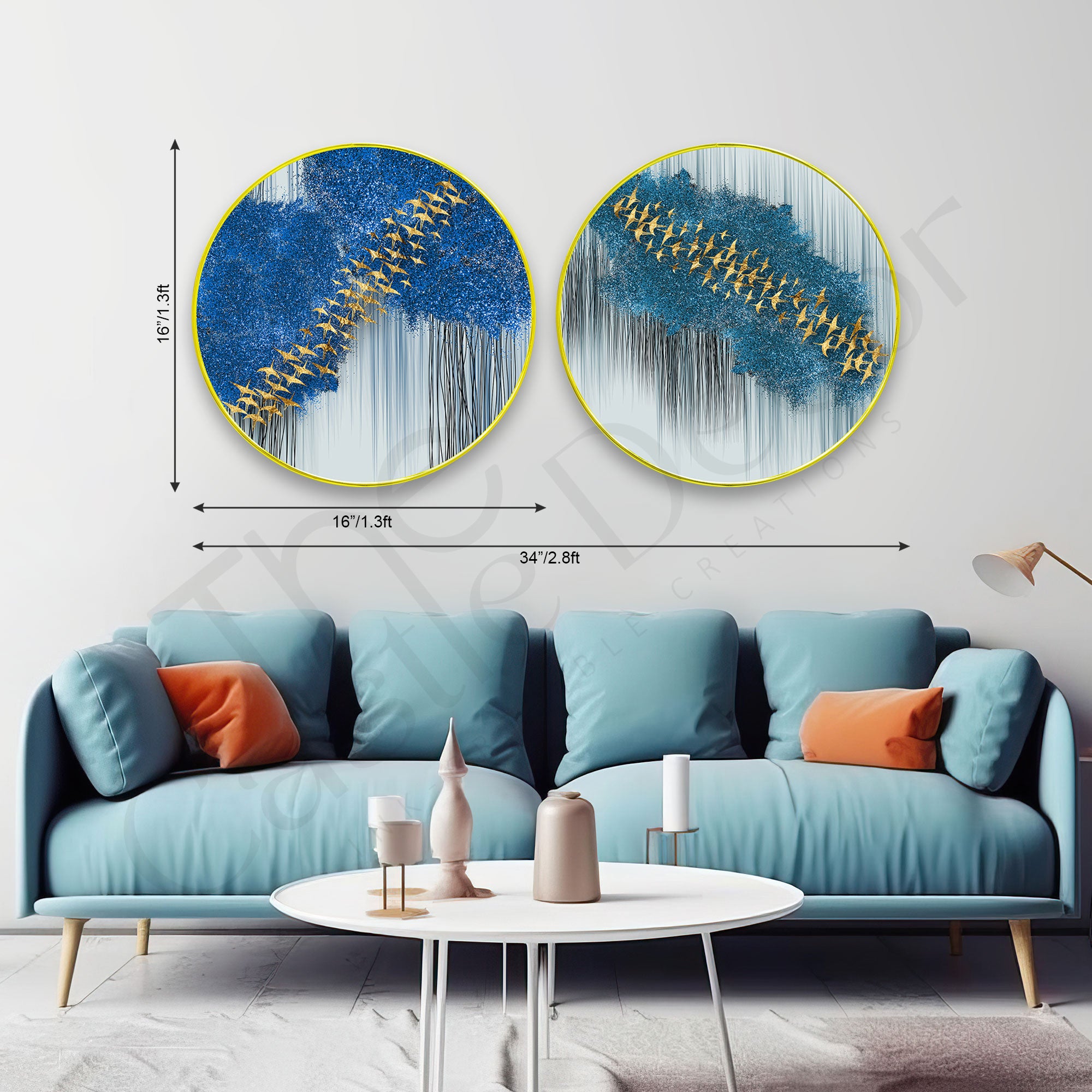 Birds Sparkle Wooden Wall Plates Set of 2 for Home Decoration Art-46