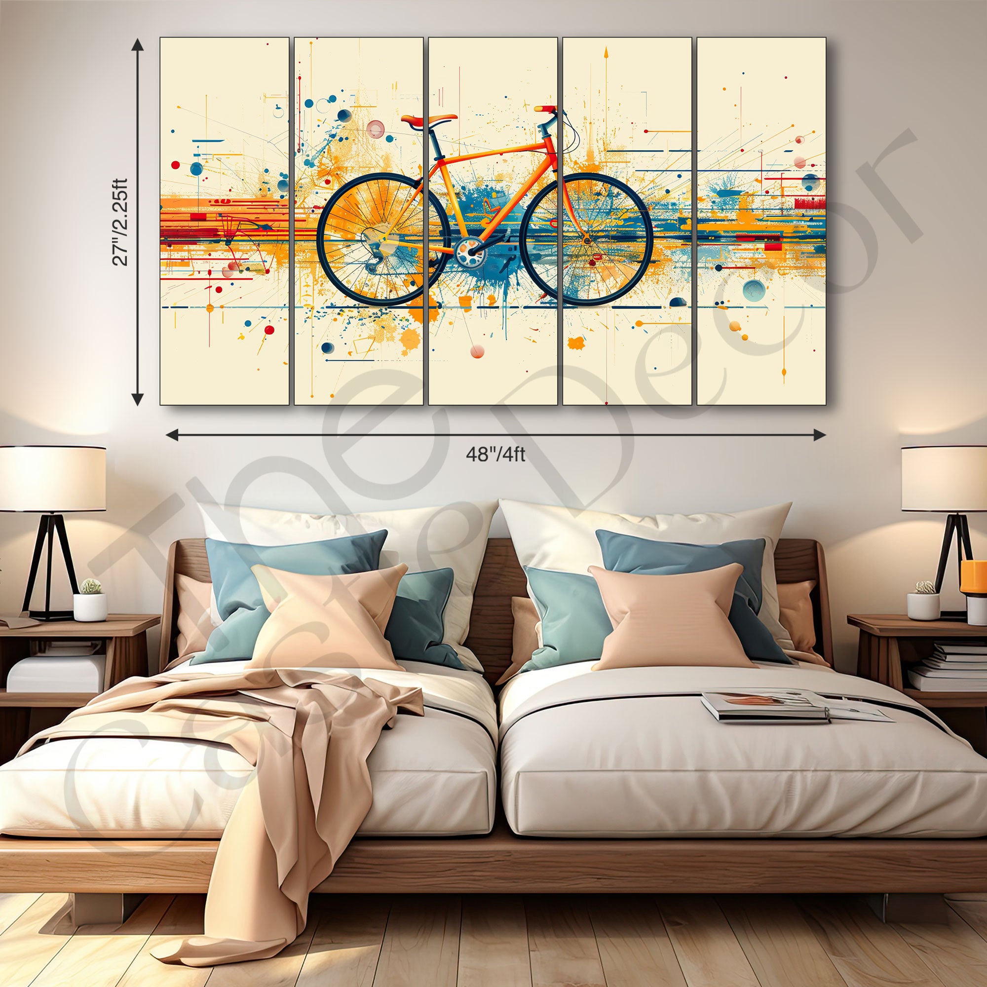 Cycle Painting with frame Big Size Wall Art for living room,Bedroom,Drawing room,Hotels