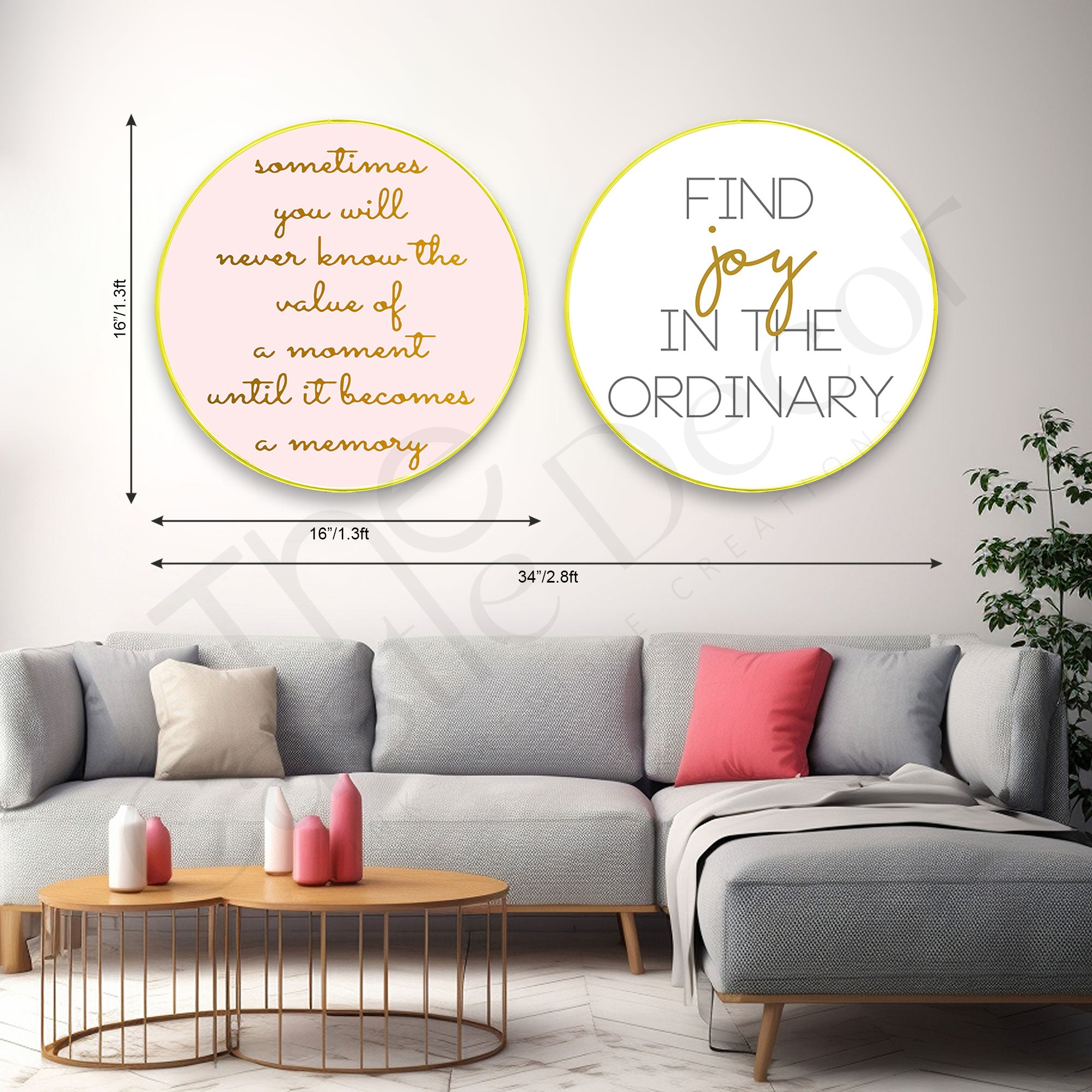 Motivational Sparkle Wooden Wall Plates Set of 2 for Home Decoration Art-44