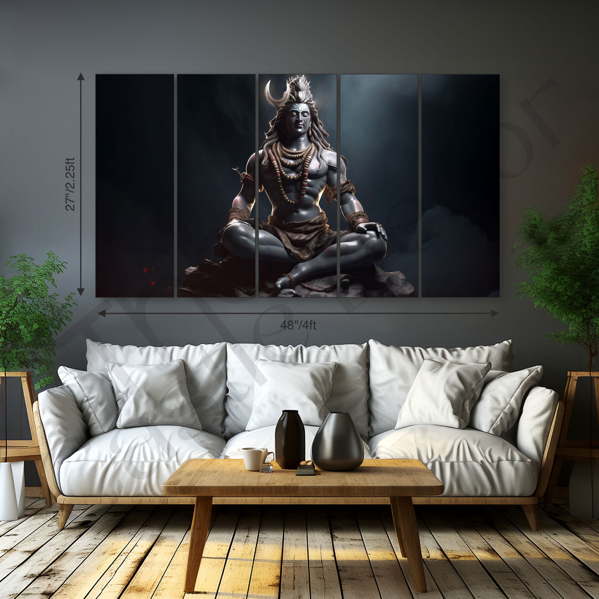 Lord Shiva Painting with frame Big Size Wall Art for living room,Bedroom,Drawing room,Hotels