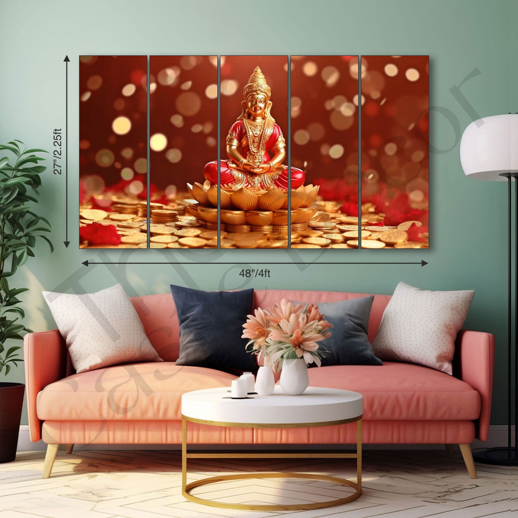 Goddess Laxmi ji Painting with frame Big Size Wall Art for living room,Bedroom,Drawing room,Hotels