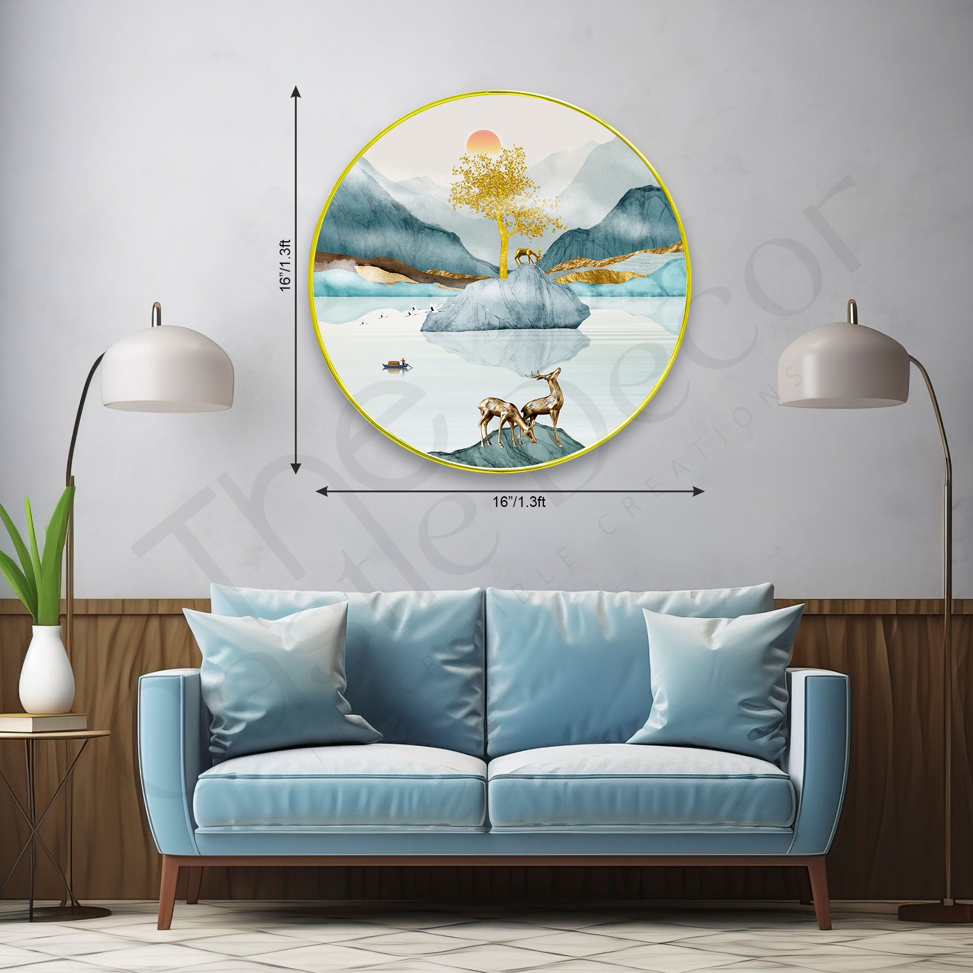 Deer Sparkle Wooden Wall Plate for Home Decoration Art-08