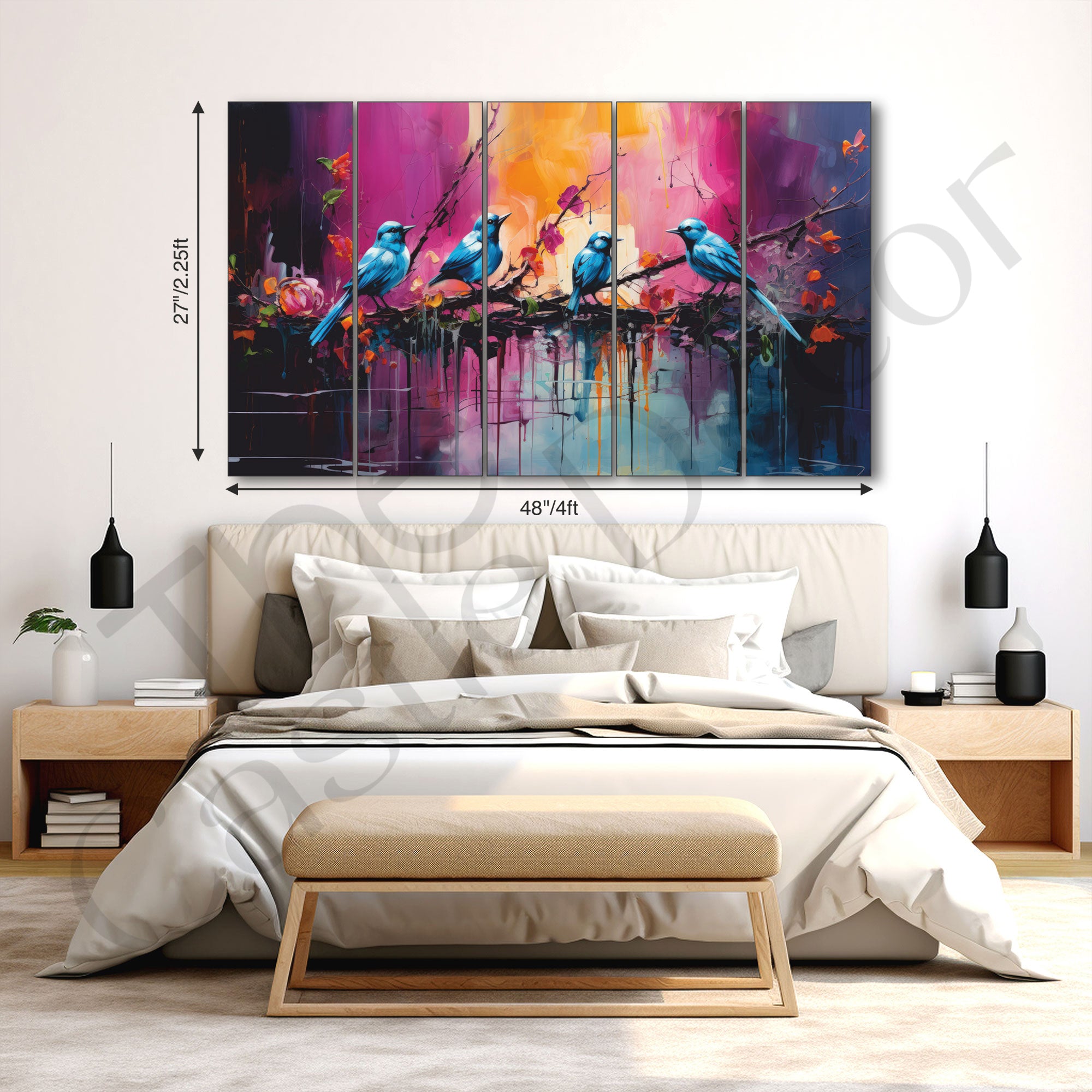 Birds Painting with frame Big Size Wall Art for living room,Bedroom,Drawing room,Hotels