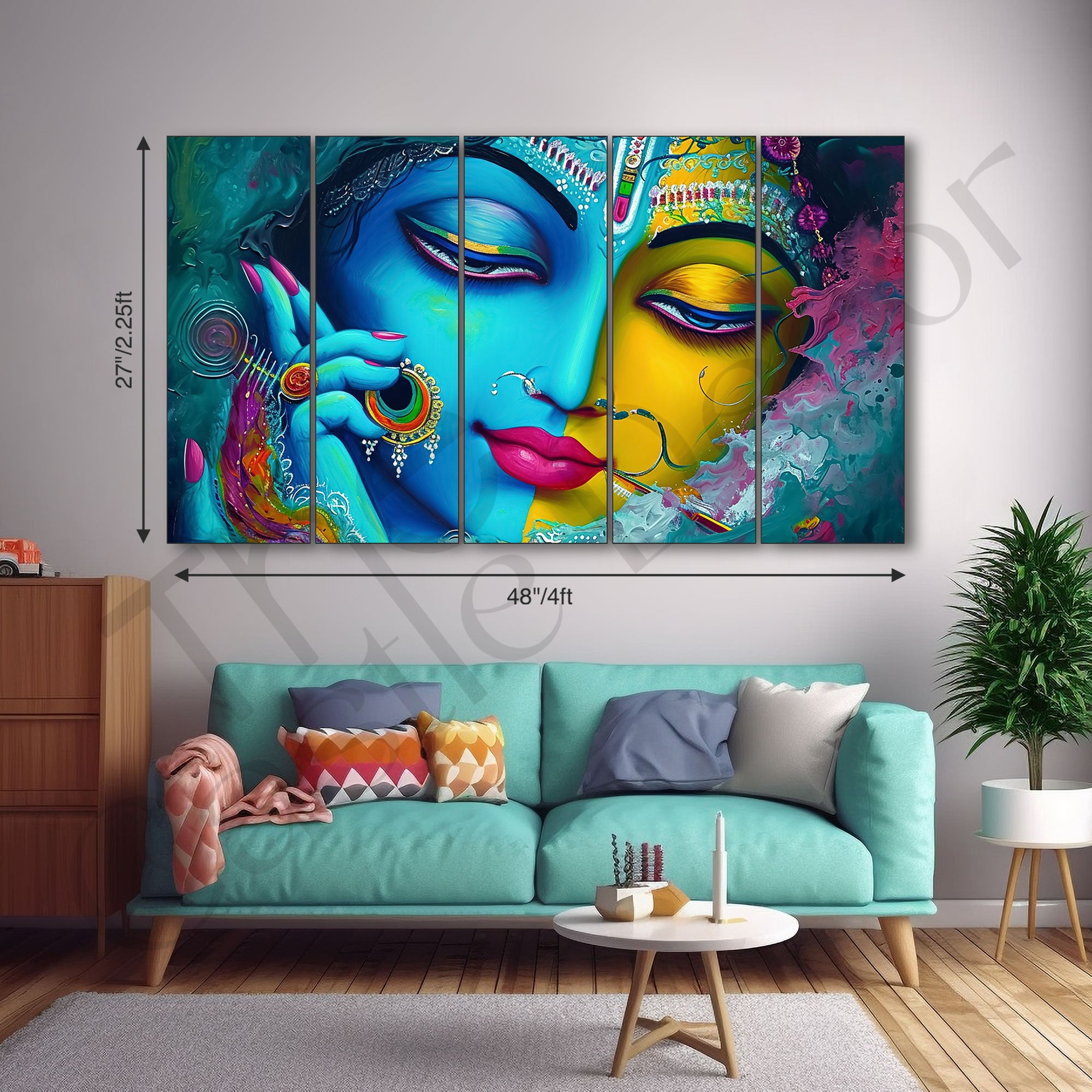 Radha Krishan Painting with frame Big Size Wall Art for living room,Bedroom,Drawing room,Hotels