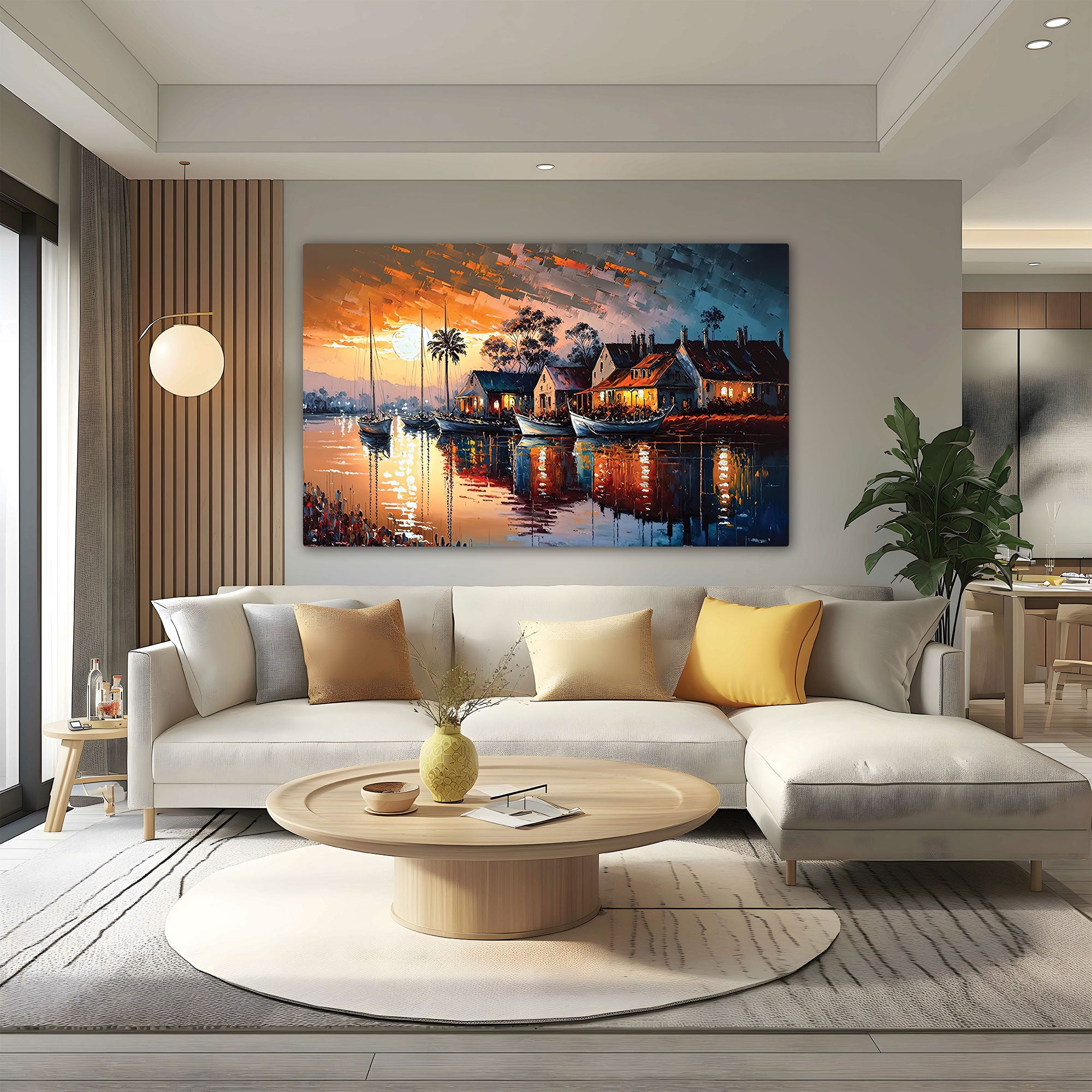 Cityscape Canvas painting with frame Big Size Wall Art for living room,Bedroom,Drawing room,Hotels