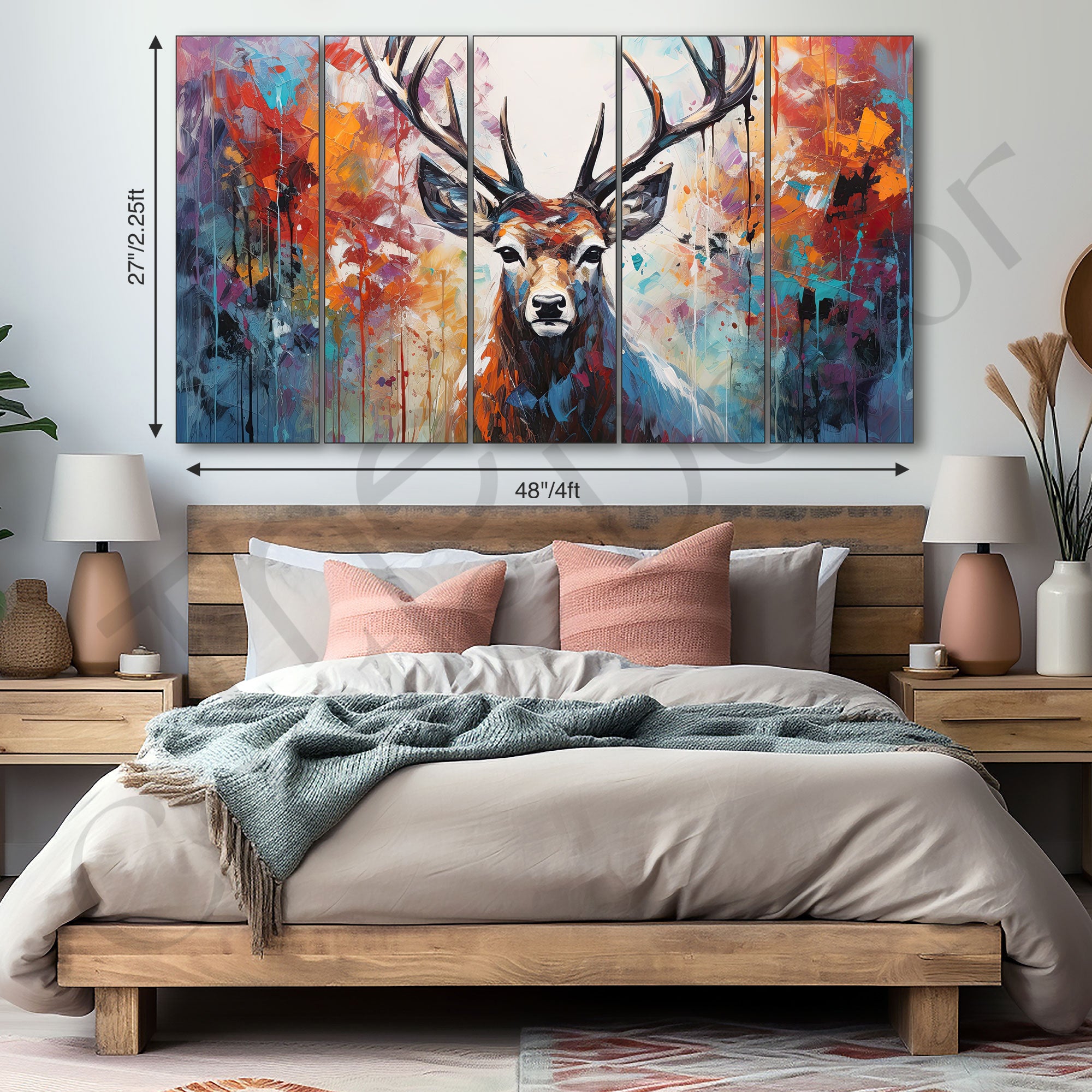Deer Painting with frame Big Size Wall Art for living room,Bedroom,Drawing room,Hotels