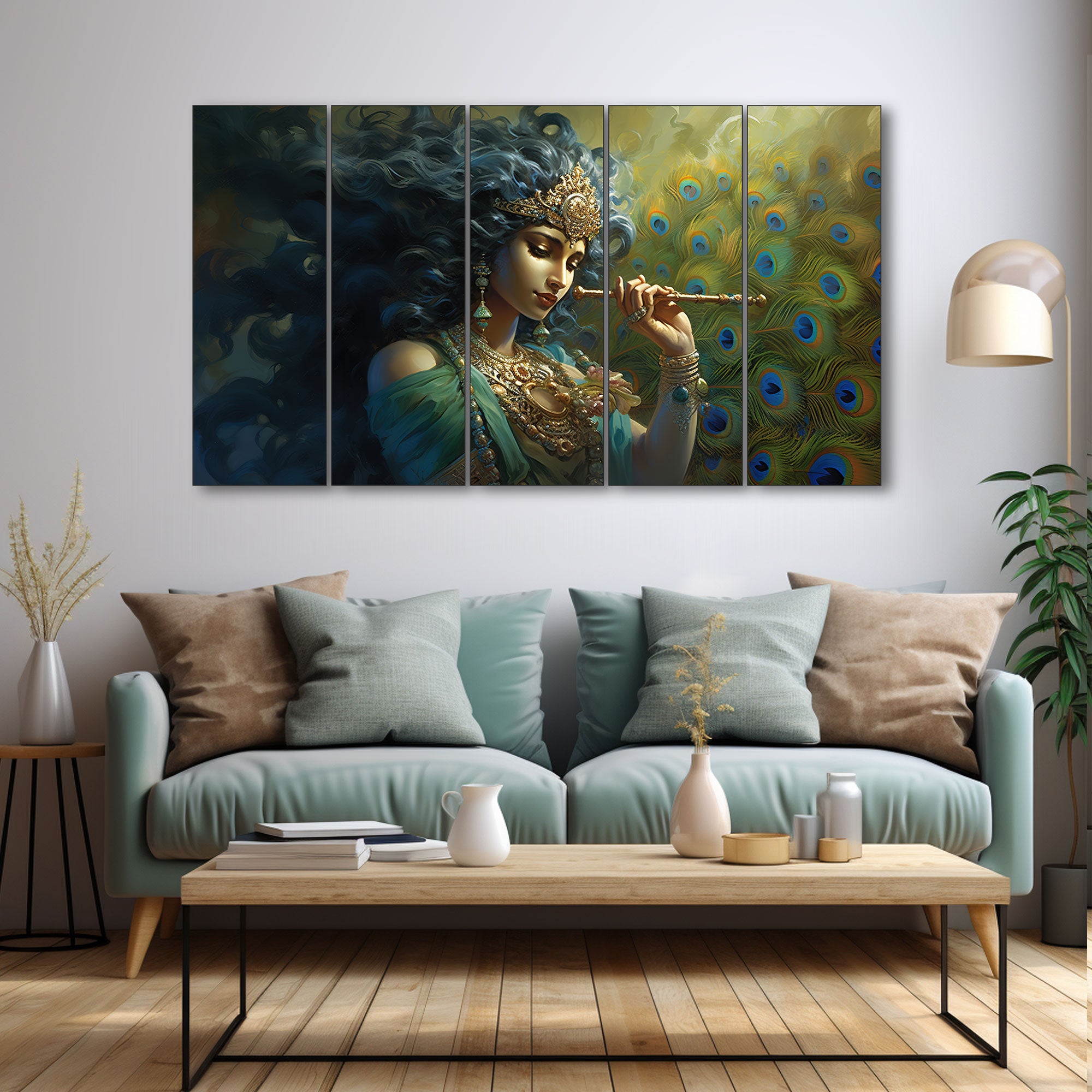 Krishna Ji Painting with frame Big Size Wall Art for living room,Bedroom,Drawing room,Hotels 27x48