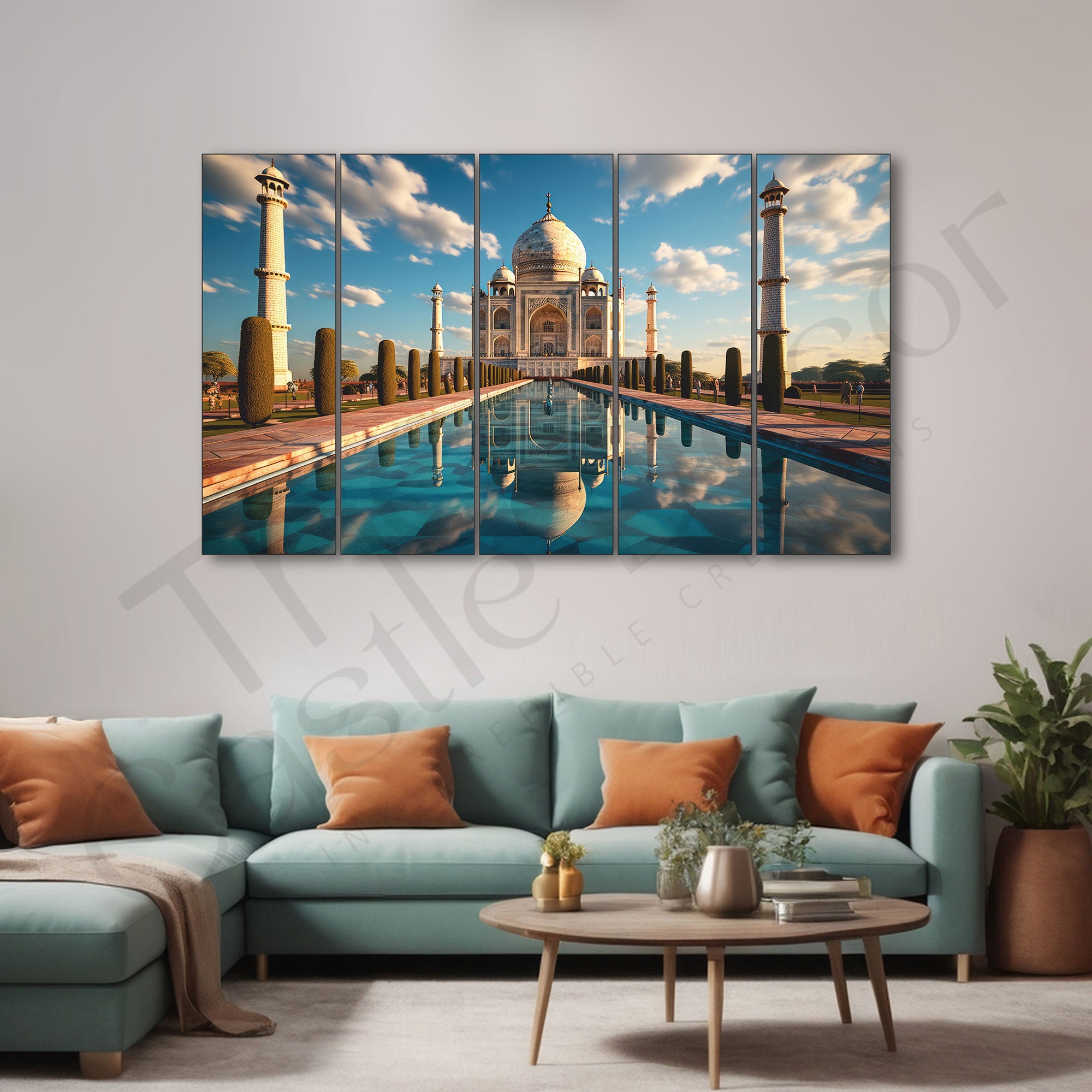 Taj Mahal Painting Set of 5 for Home Decoration