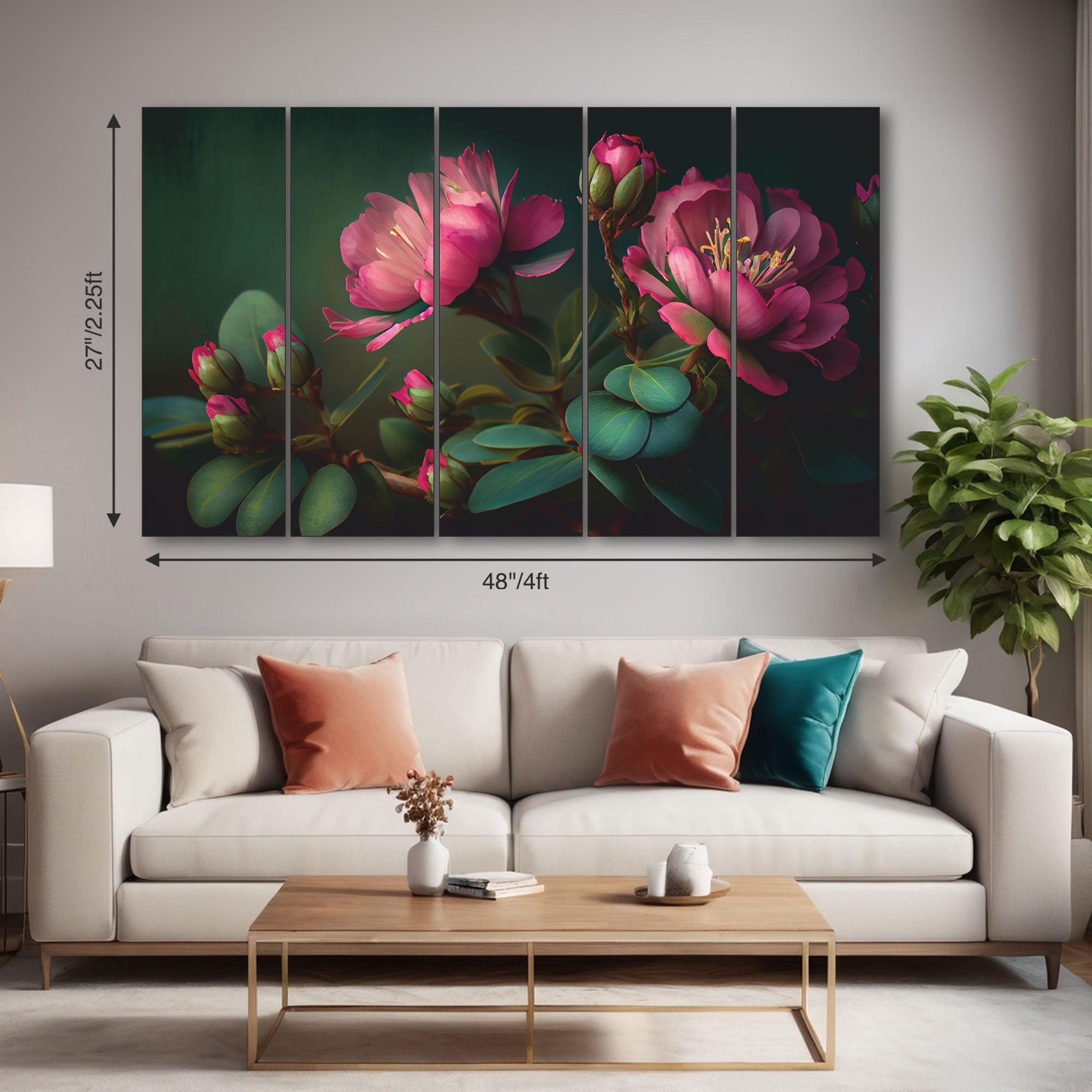 Flowers Painting with frame Big Size Wall Art for living room,Bedroom,Drawing room,Hotels