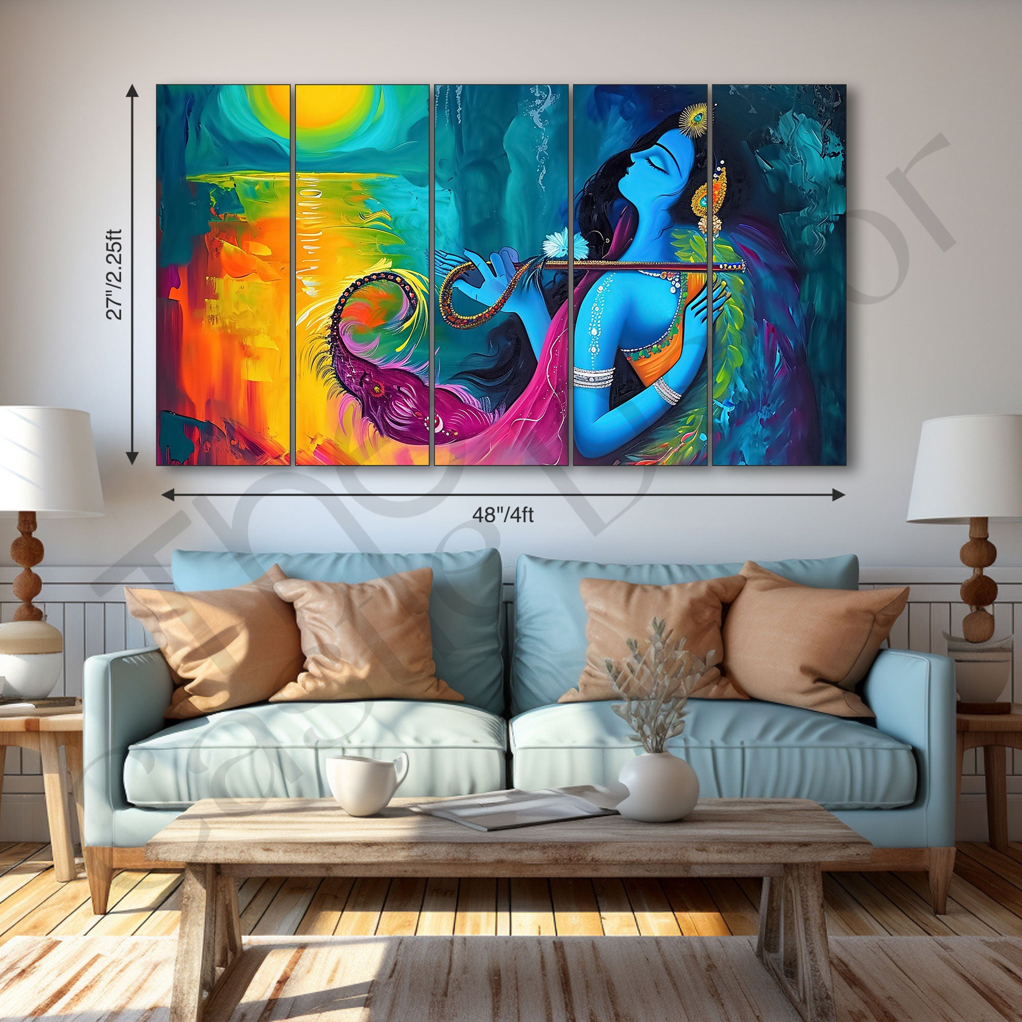 Radha Krishna Painting with frame Big Size Wall Art for living room,Bedroom,Drawing room,Hotels