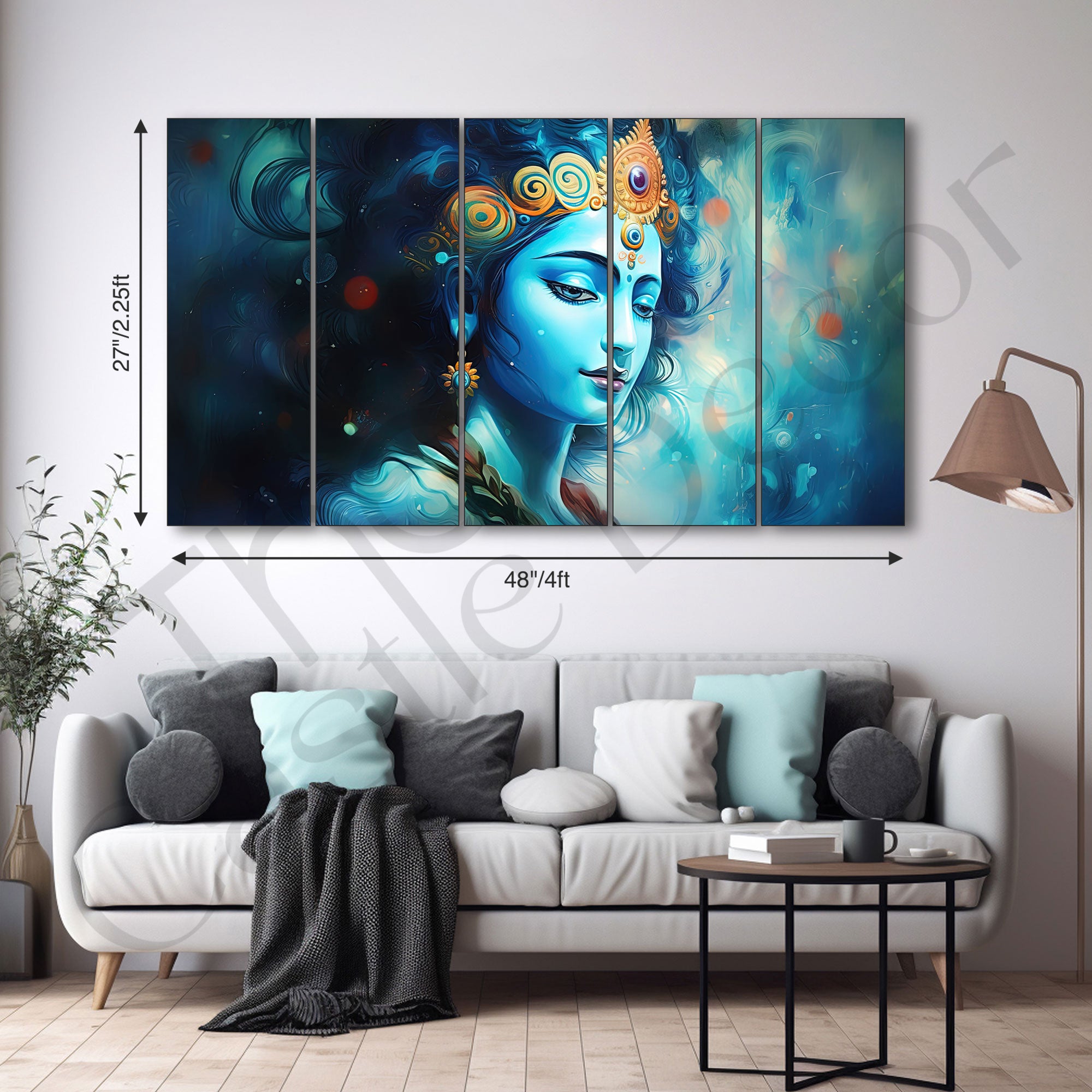 Krishna Ji Painting with frame Big Size Wall Art for living room,Bedroom,Drawing room,Hotels