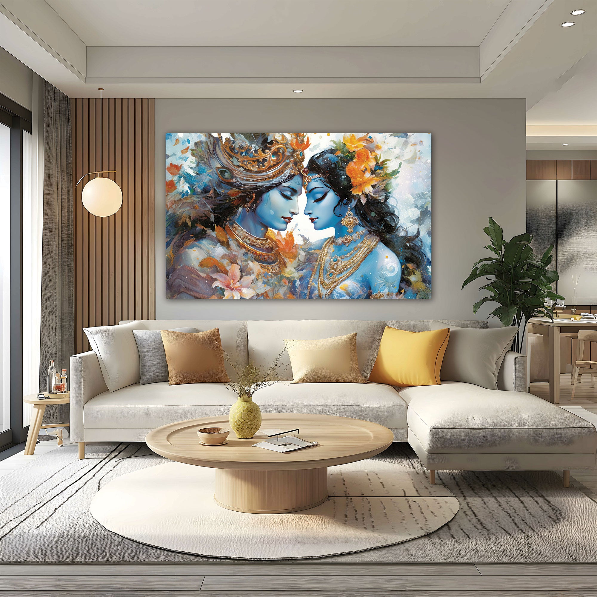 Radha krishna Canvas painting with frame Big Size Wall Art for living room,Bedroom,Drawing room,Hotels
