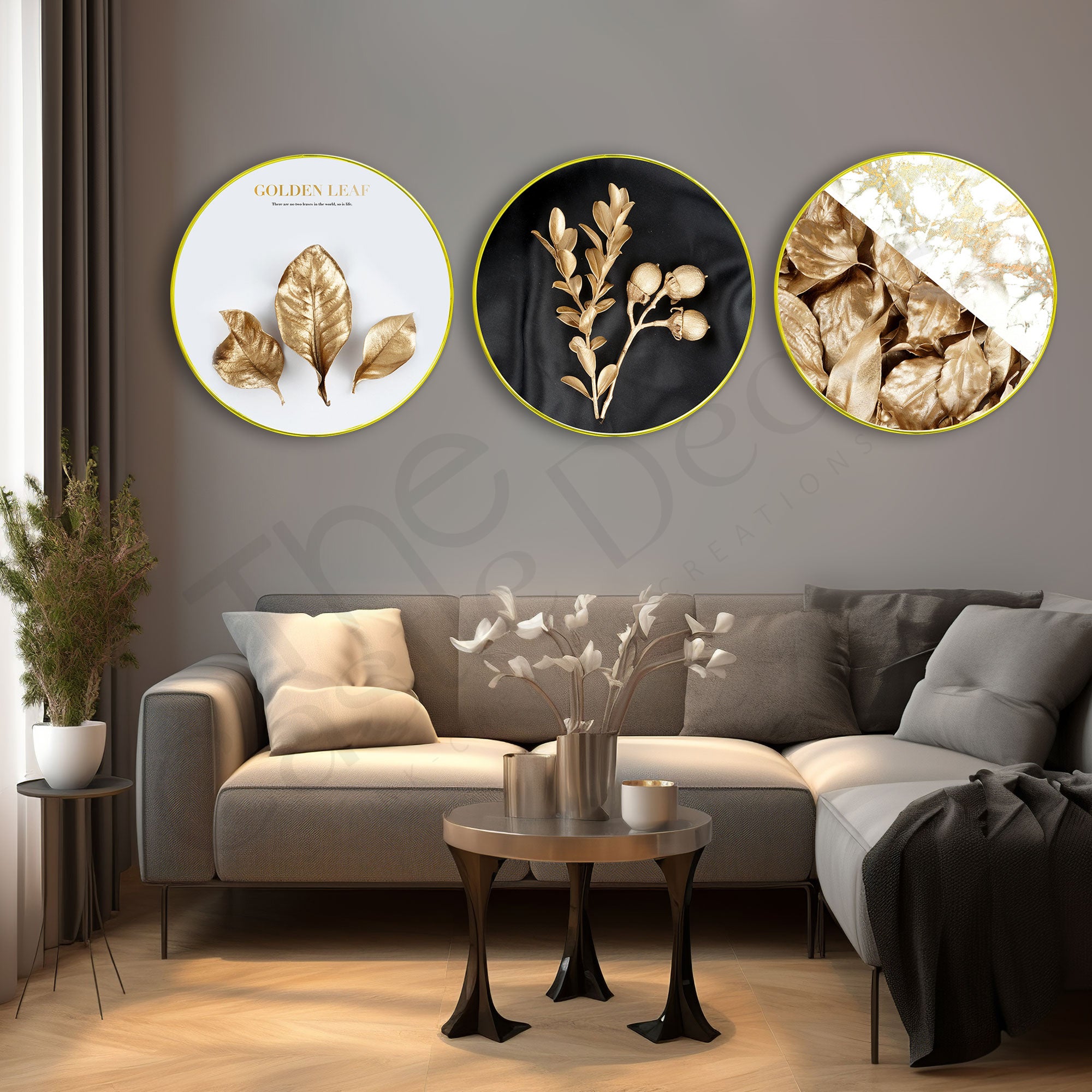 Abstract Sparkle Wooden Wall Plates Set of 3 for Home Decoration Art-54