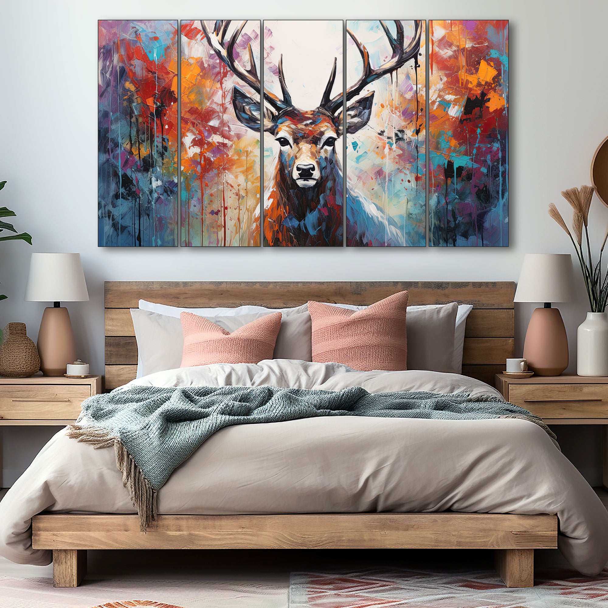 Deer Painting with frame Big Size Wall Art for living room,Bedroom,Drawing room,Hotels