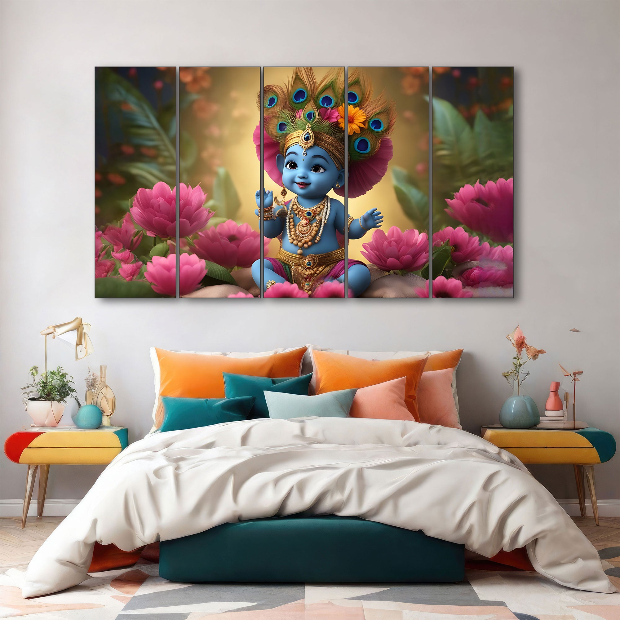Bal Gopal Painting with frame Big Size Wall Art for living room,Bedroom,Drawing room,Hotels