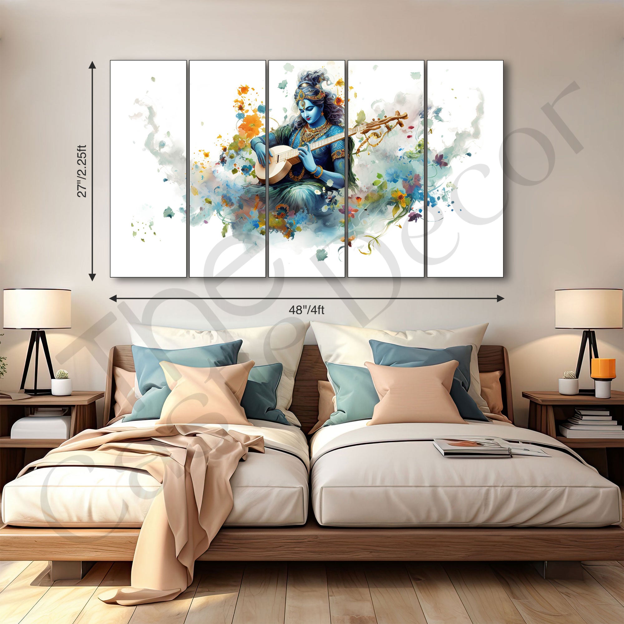 Krishna Ji Painting with frame Big Size Wall Art for living room,Bedroom,Drawing room,Hotels