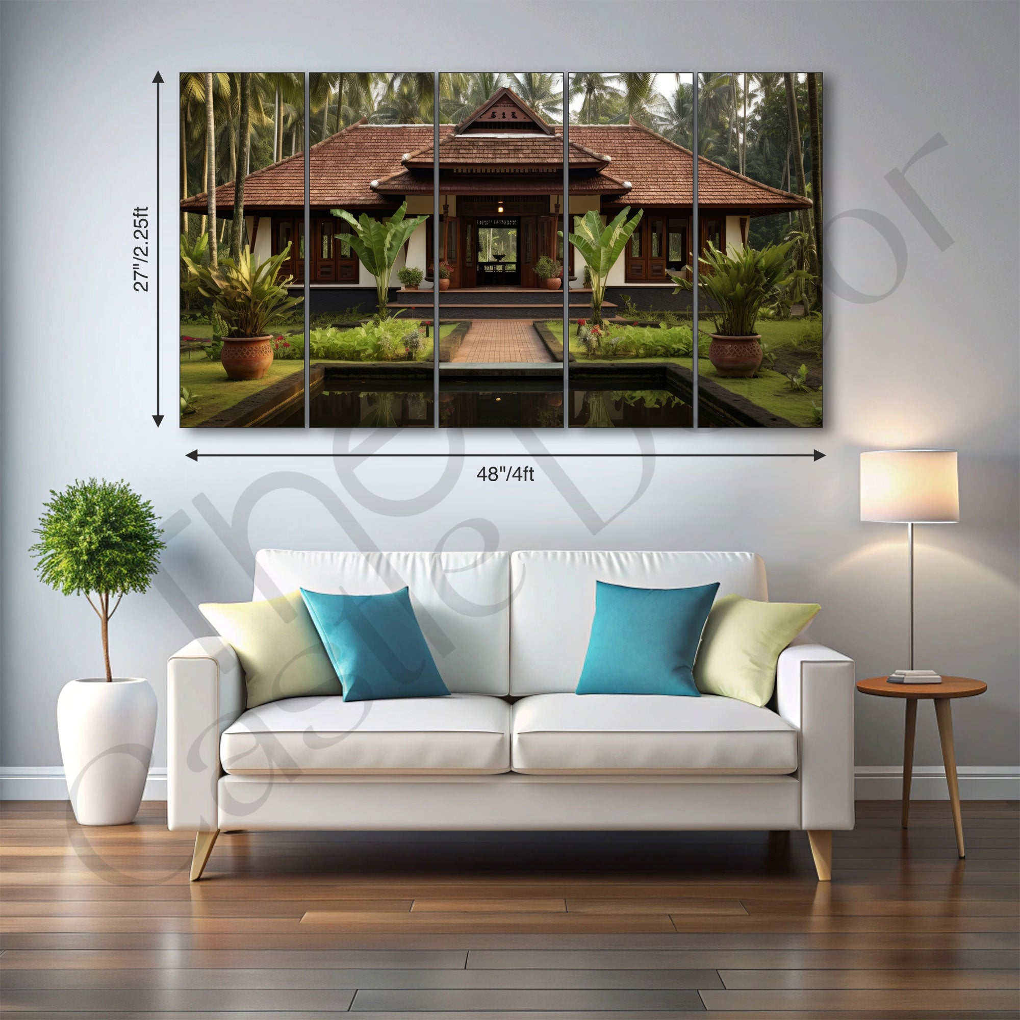 Kerala House Painting with frame Big Size Wall Art for living room,Bedroom,Drawing room,Hotels