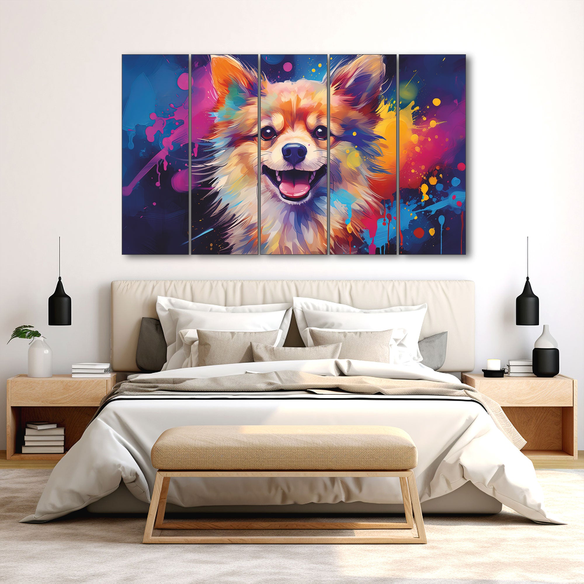 Dogs Painting with frame Big Size Wall Art for living room,Bedroom,Drawing room,Hotels
