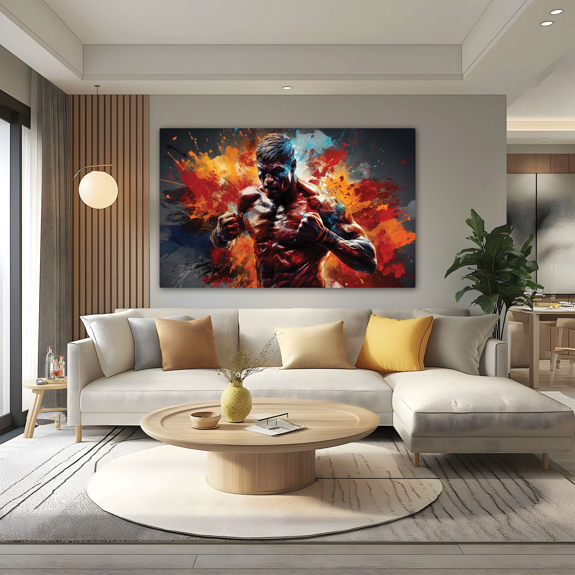 Boxer Abstract Canvas painting with frame Big Size Wall Art for living room,Bedroom,Drawing room,Hotels