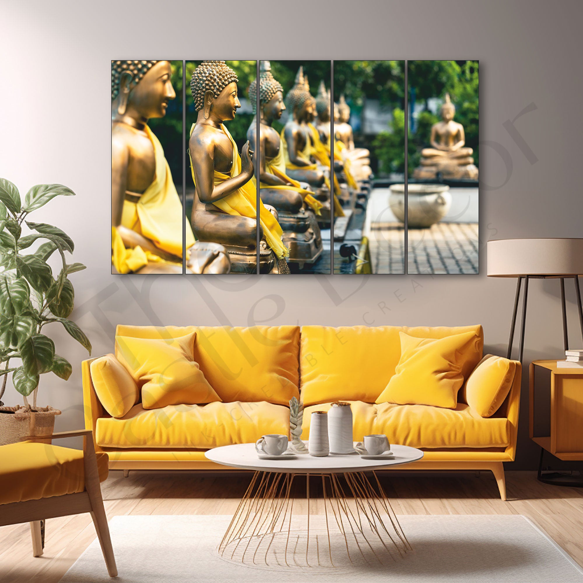 Lord Budha Painting Set of 5 for Home Decoration