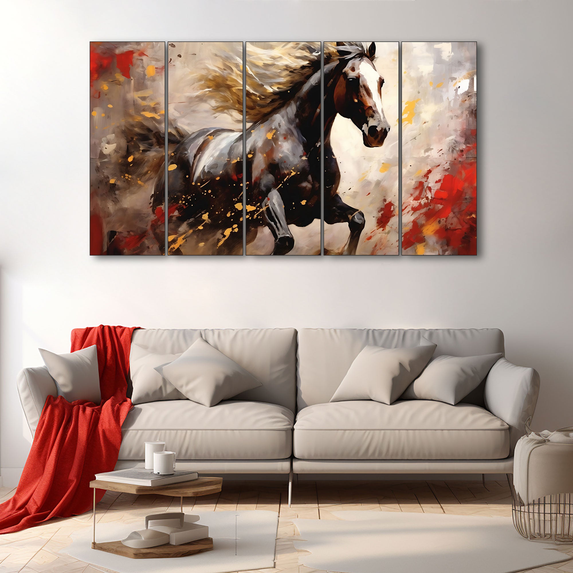 Modern Horses Painting with frame Big Size Wall Art for living room,Bedroom,Drawing room,Hotels