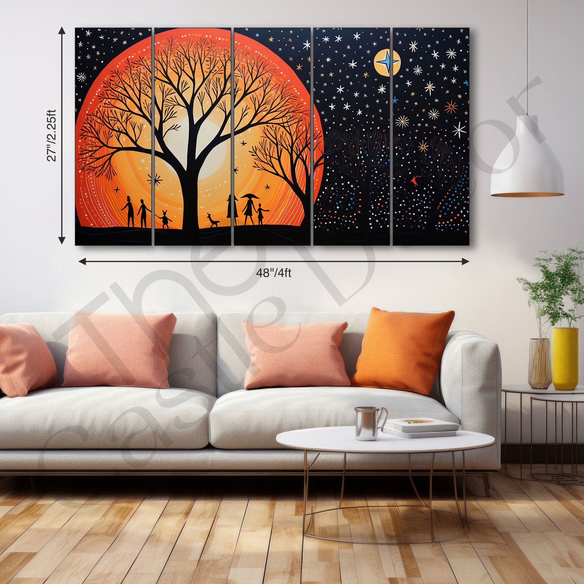 Warli Art Painting with frame Big Size Wall Art for living room,Bedroom,Drawing room,Hotels