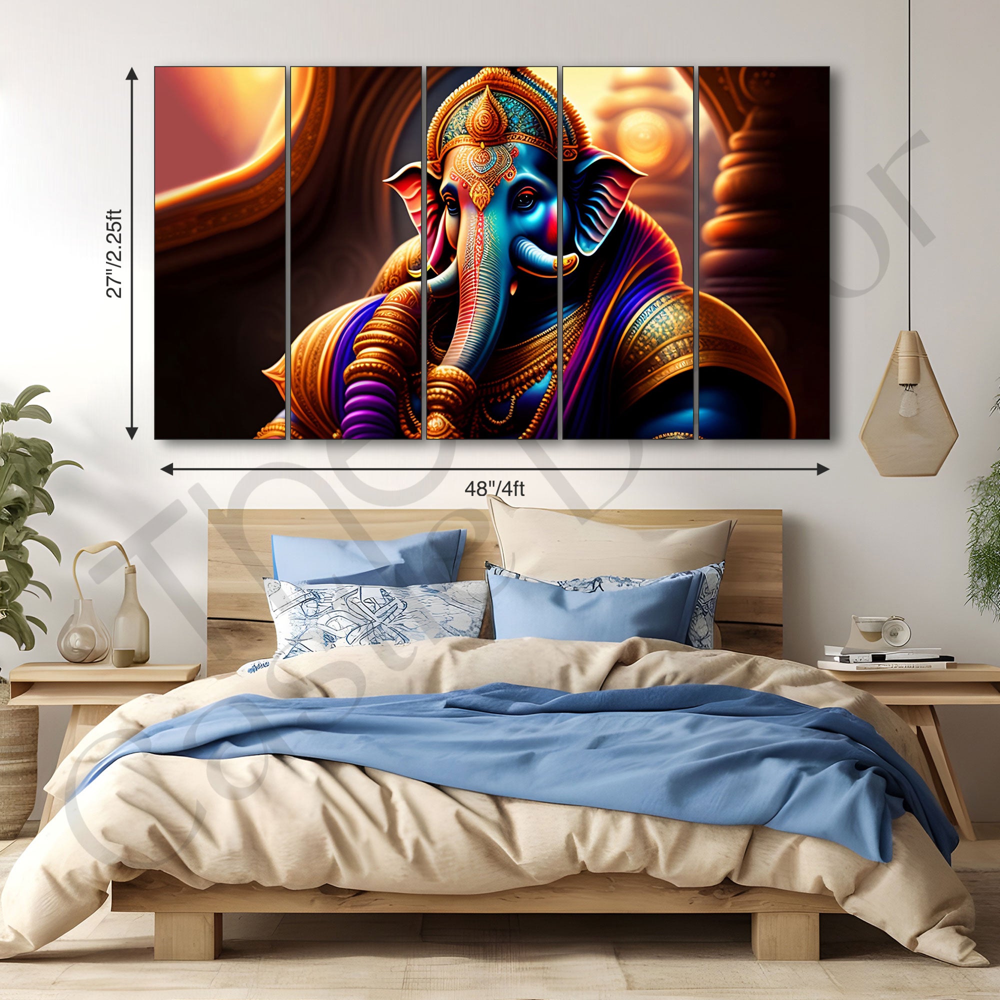 Lord Ganesha Painting with frame Big Size Wall Art for living room,Bedroom,Drawing room,Hotels