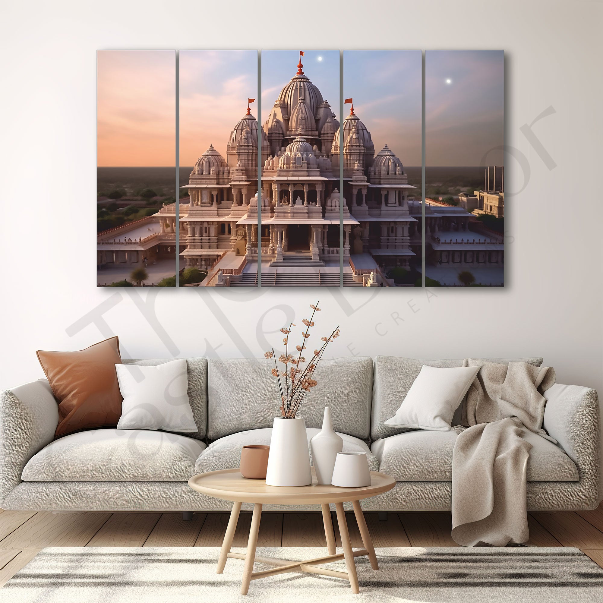 Ram Mandir Ayodhya Painting Set of 5 for Home Decoration