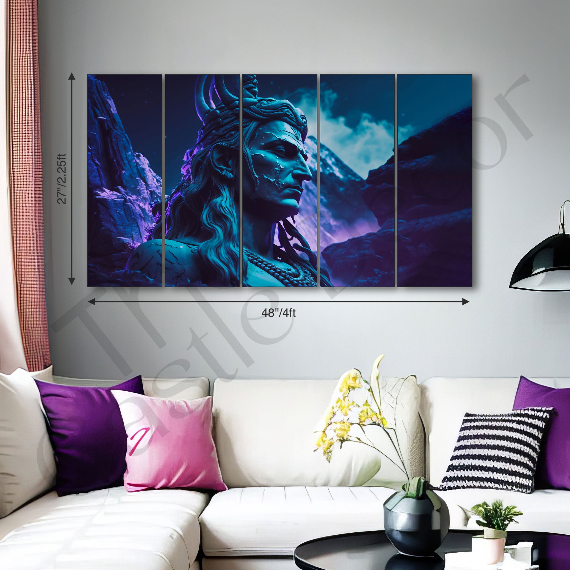 Lord Shiva Painting with frame Big Size Wall Art for living room,Bedroom,Drawing room,Hotels