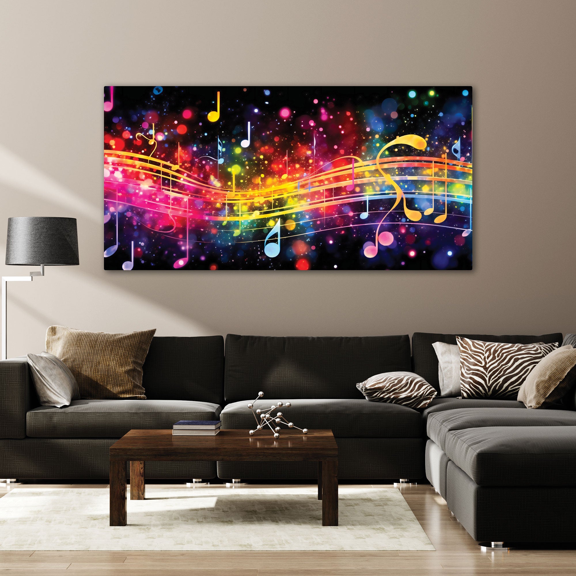Colourful music notesAbstract Canvas painting with frame Big Size Wall Art for living room,Bedroom,Drawing room,Hotels