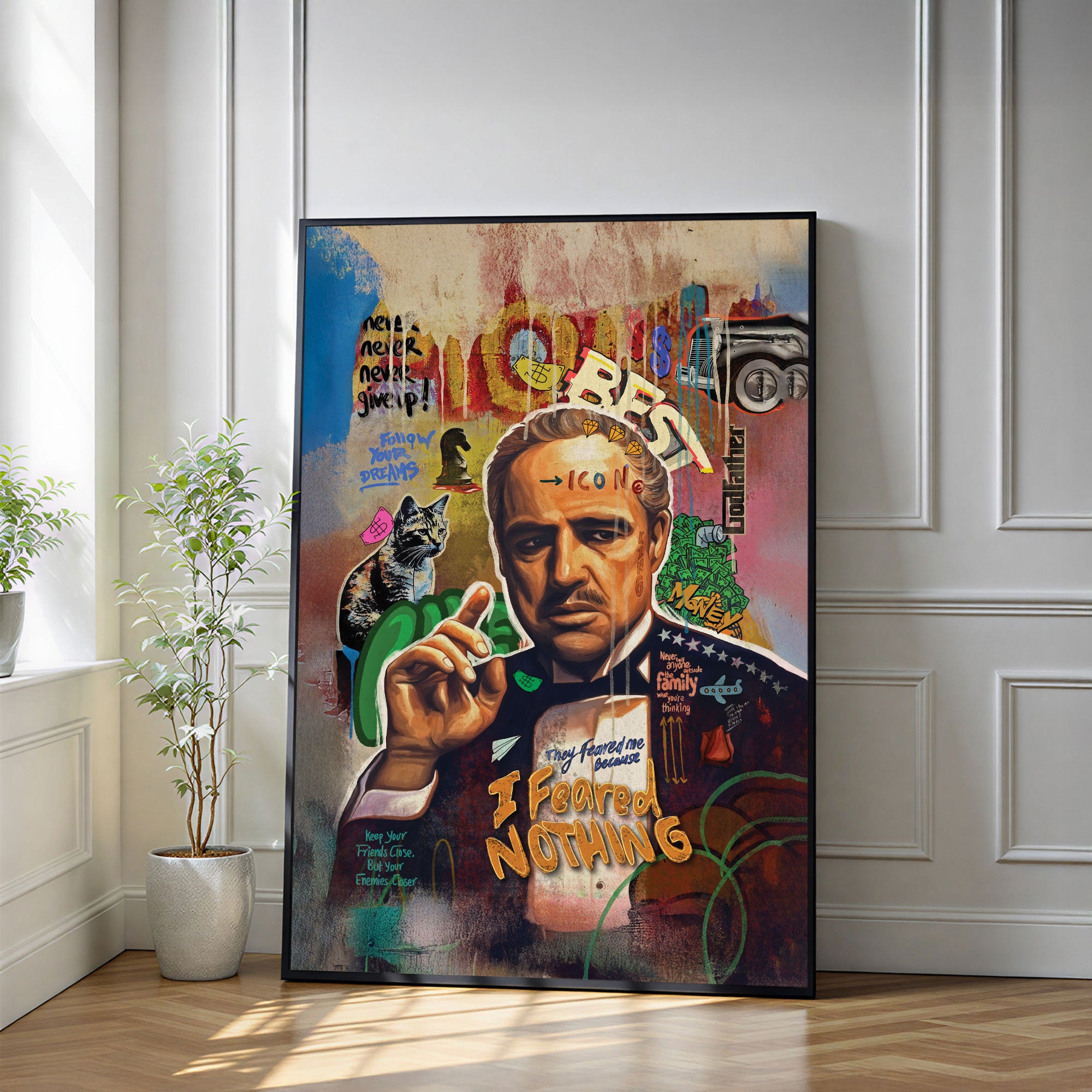 The Castle Decor Motivational Pop Culture Wall Art, Iconic Mafia Leader Inspired Artwork with Premium Sparkle Finish, 20×30 Inch Wall Décor for Office & Man Cave