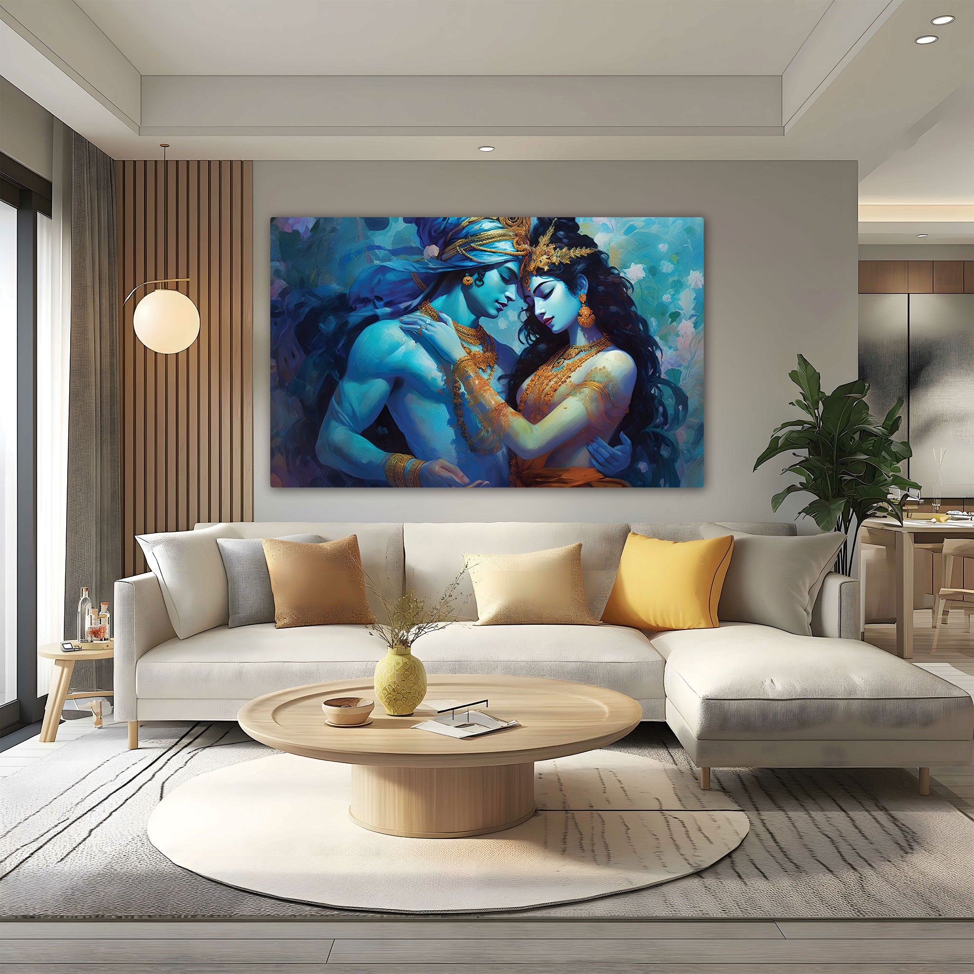 Radha karishna Canvas painting with frame Big Size Wall Art for living room,Bedroom,Drawing room,Hotels