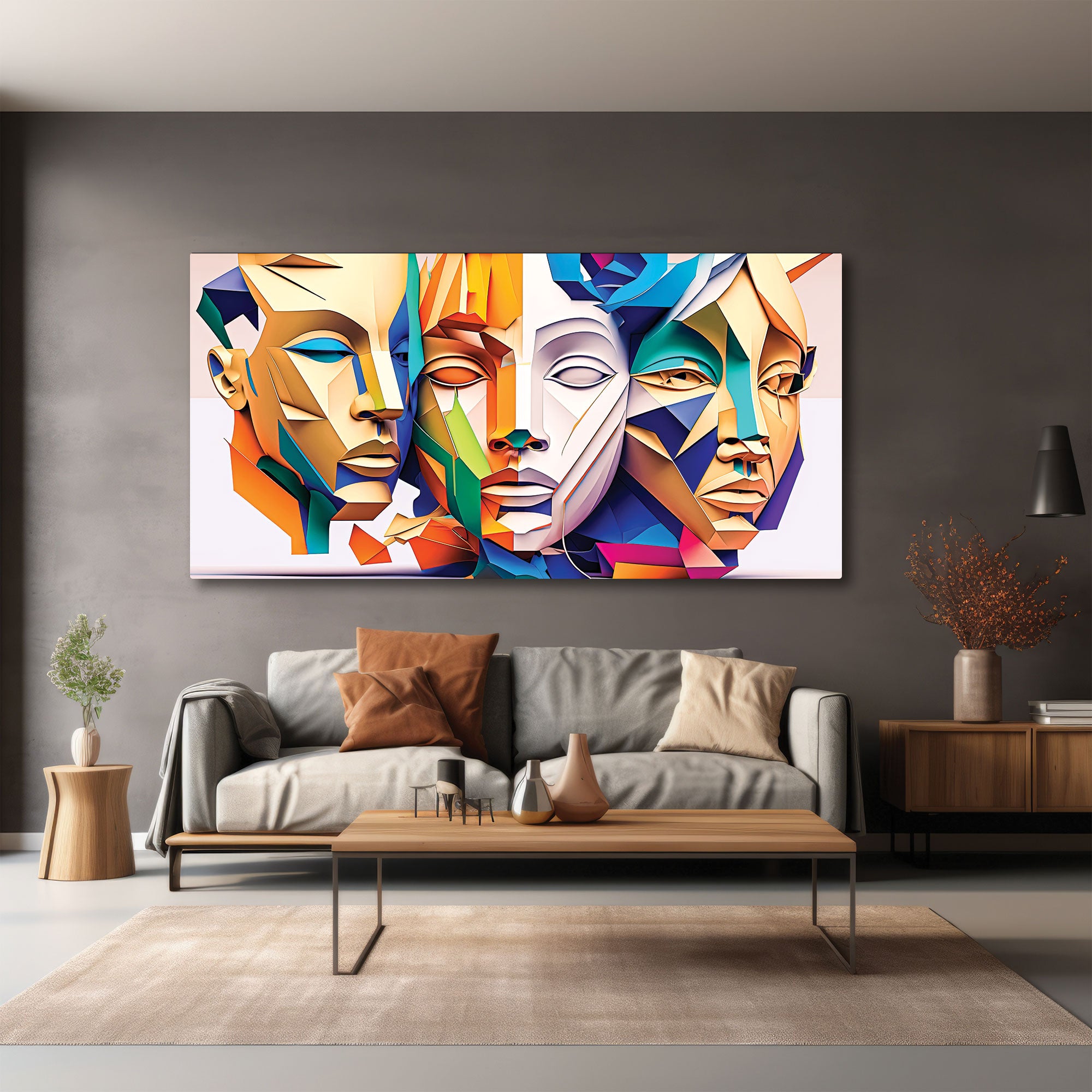 Modern faceAbstract Canvas painting with frame Big Size Wall Art for living room,Bedroom,Drawing room,Hotels