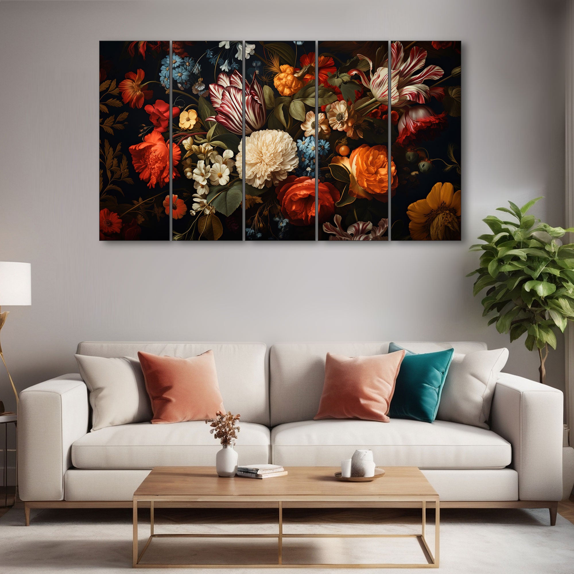 Flower Painting with frame Big Size Wall Art for living room,Bedroom,Drawing room,Hotels 36x60"