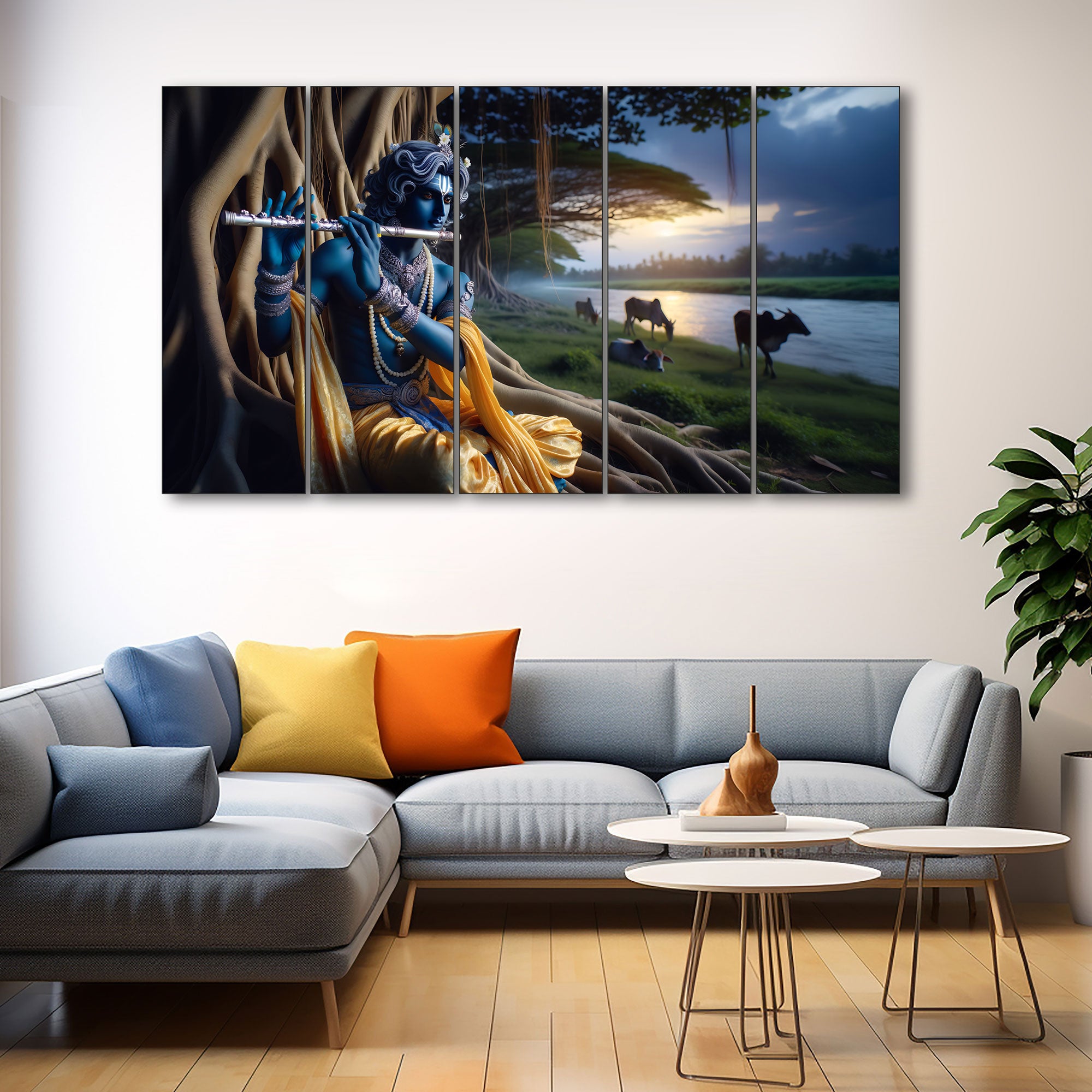 Krishna Ji Painting with frame Big Size Wall Art for living room,Bedroom,Drawing room,Hotels 27x48"