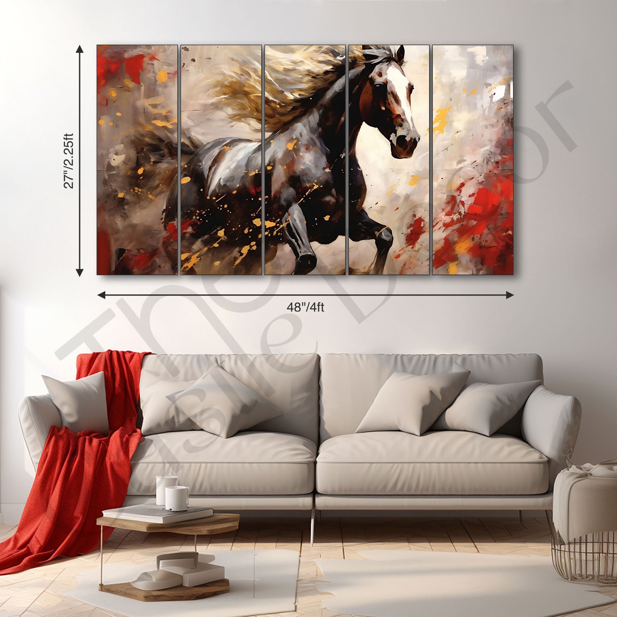 Modern Horses Painting with frame Big Size Wall Art for living room,Bedroom,Drawing room,Hotels