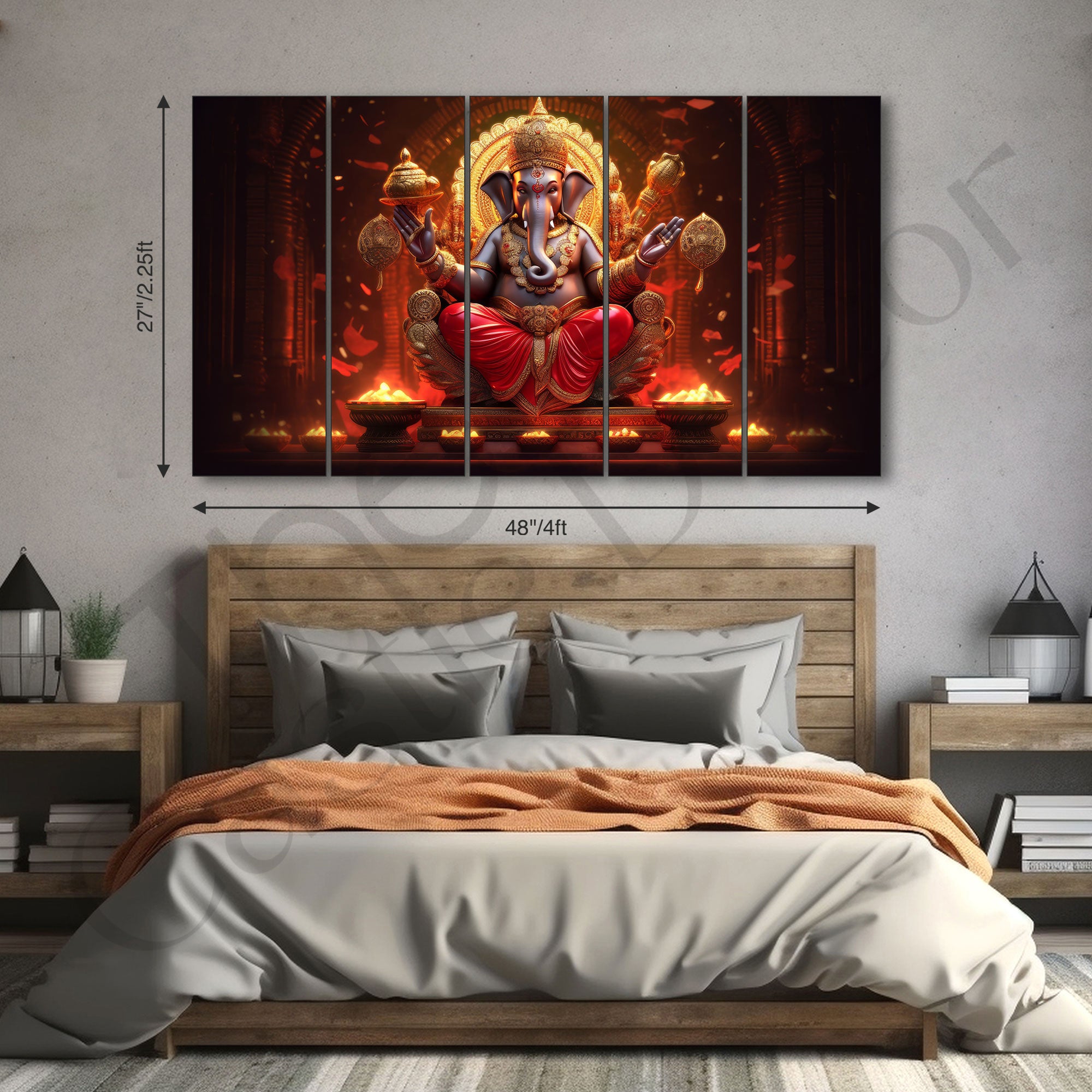 Lord Ganesha Painting with frame Big Size Wall Art for living room,Bedroom,Drawing room,Hotels