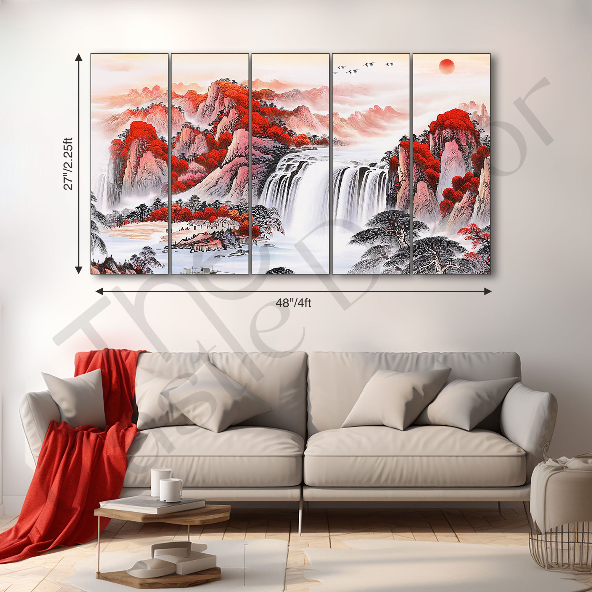 Waterfall Painting with frame Big Size Wall Art for living room,Bedroom,Drawing room,Hotels