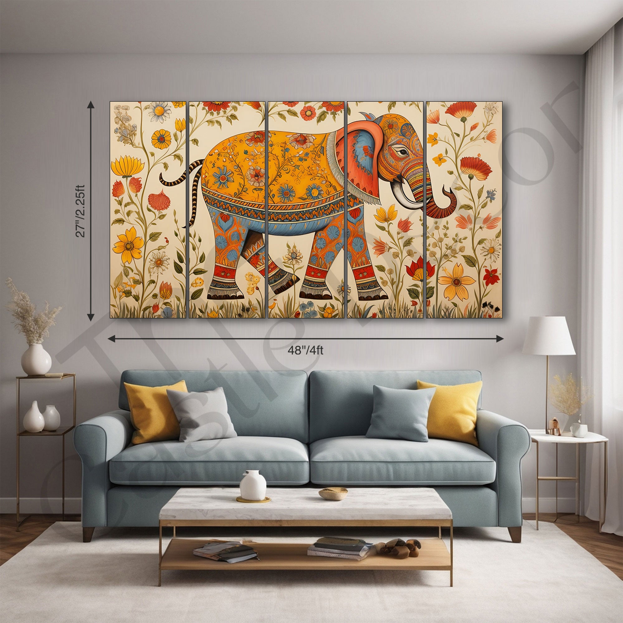 Madhubani Painting with frame Big Size Wall Art for living room,Bedroom,Drawing room,Hotels