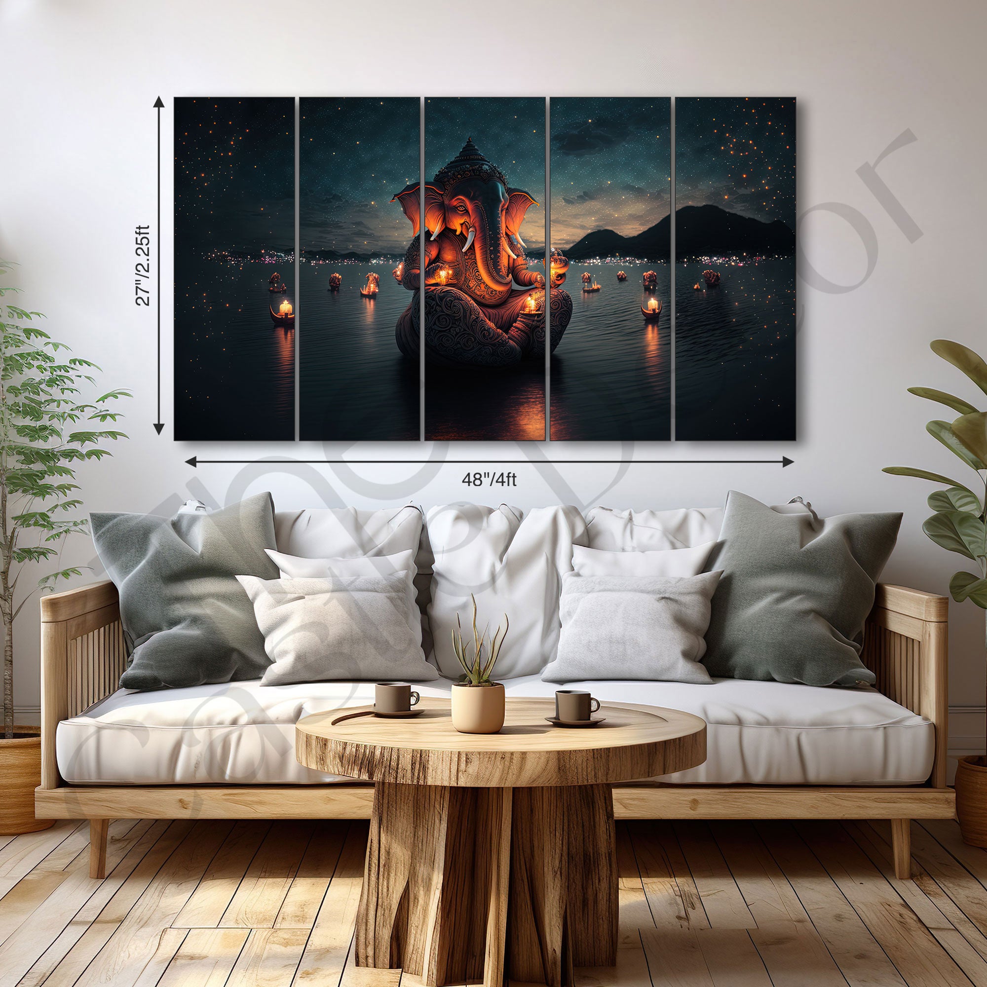 Lord Ganesha Painting with frame Big Size Wall Art for living room,Bedroom,Drawing room,Hotels