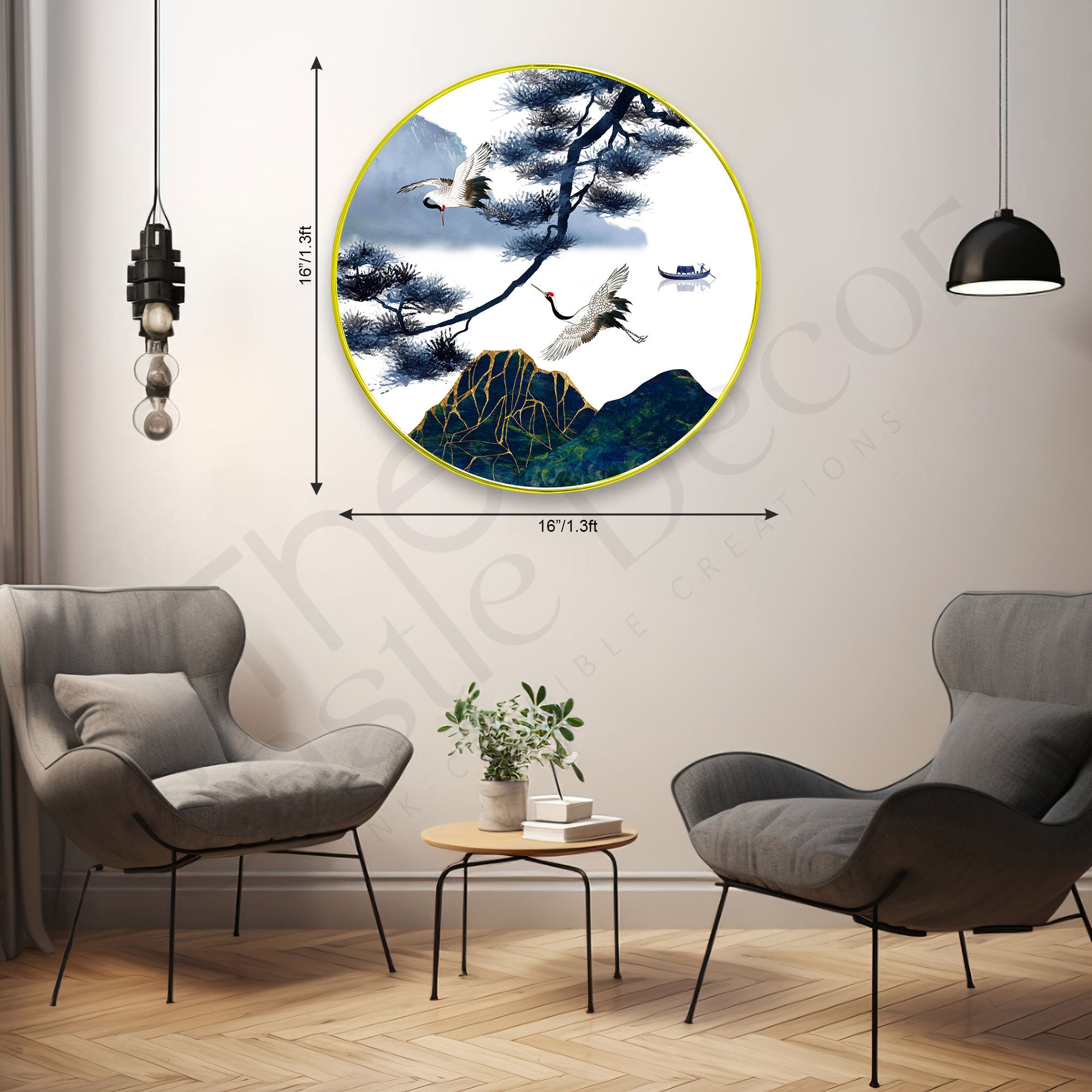 Birds Sparkle Wooden Wall Plate for Home Decoration Art-05