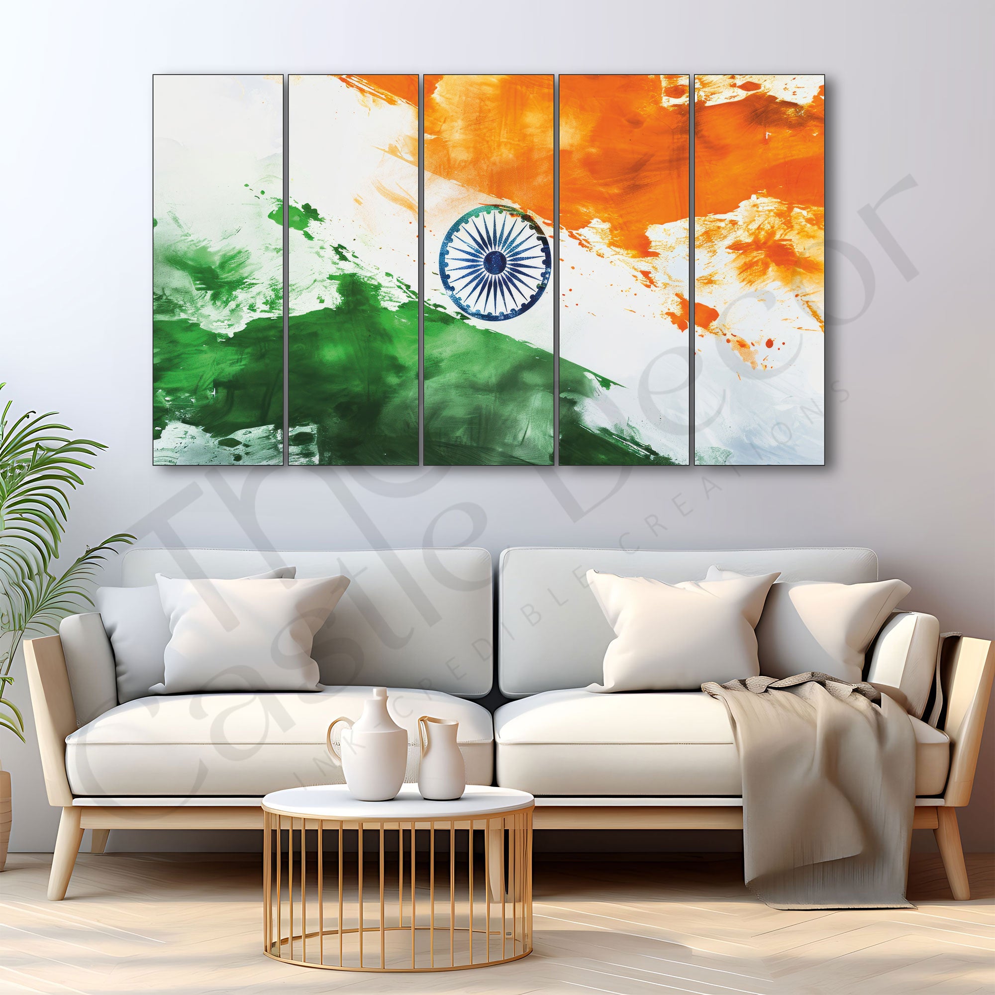 Ashoka chakra Flag Painting Set of 5 for Home Decoration